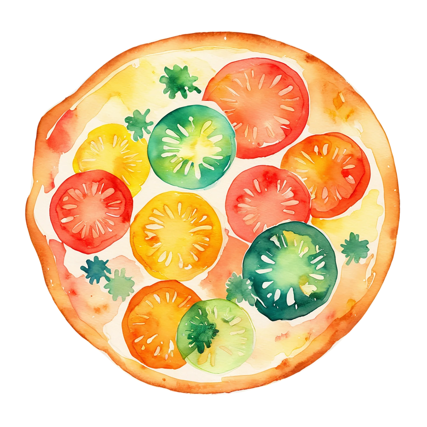 Pizza watercolor sticker isolated on transparent background #20818