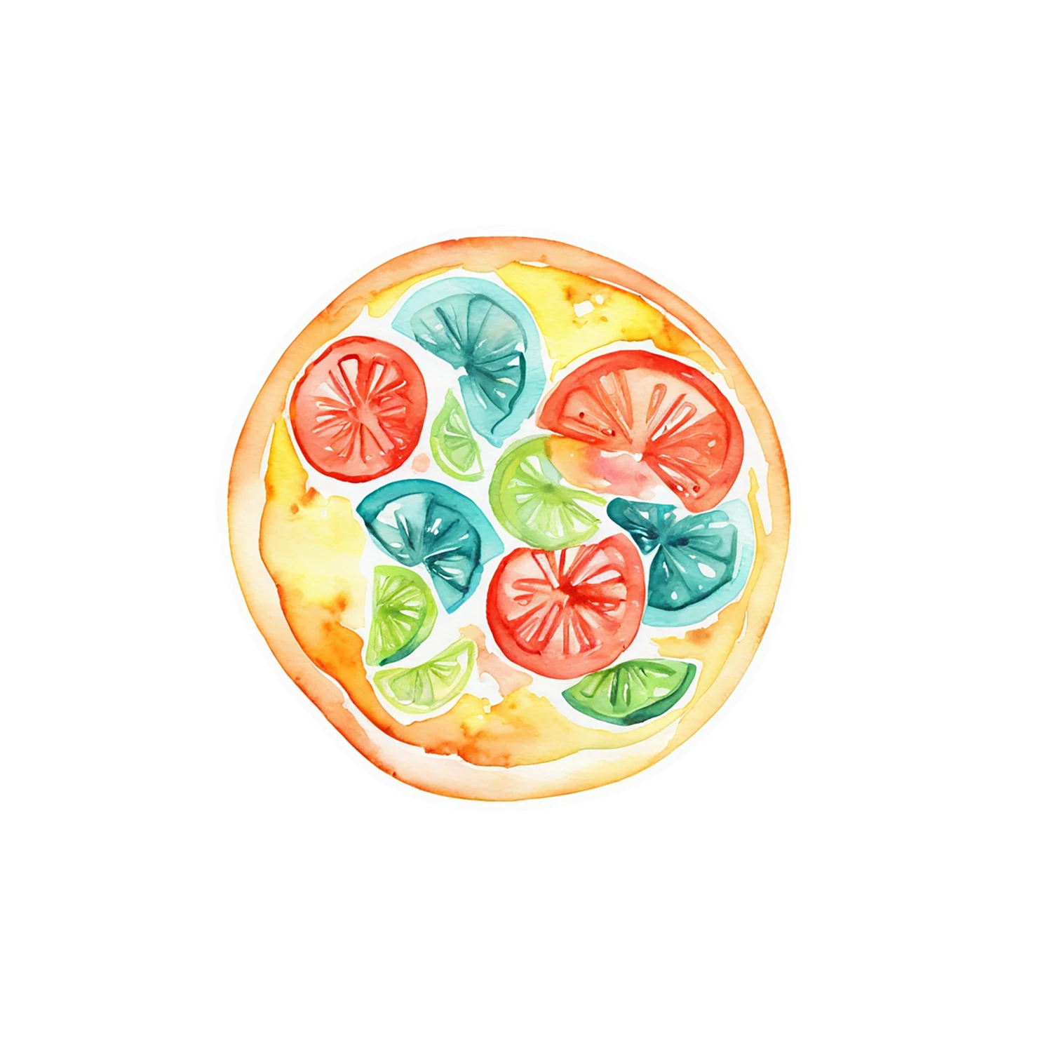 Pizza watercolor sticker isolated on transparent background #20821