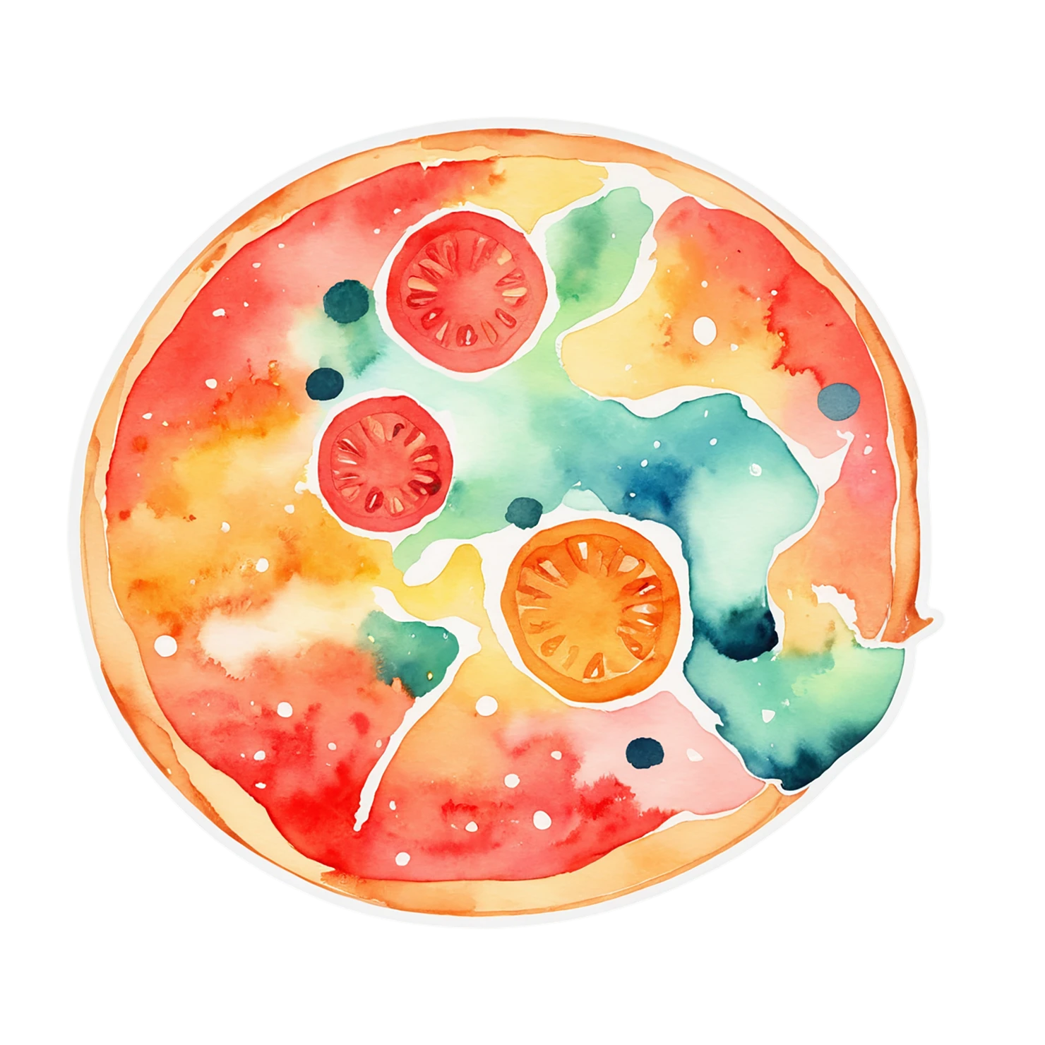 Pizza watercolor sticker isolated on transparent background #20831