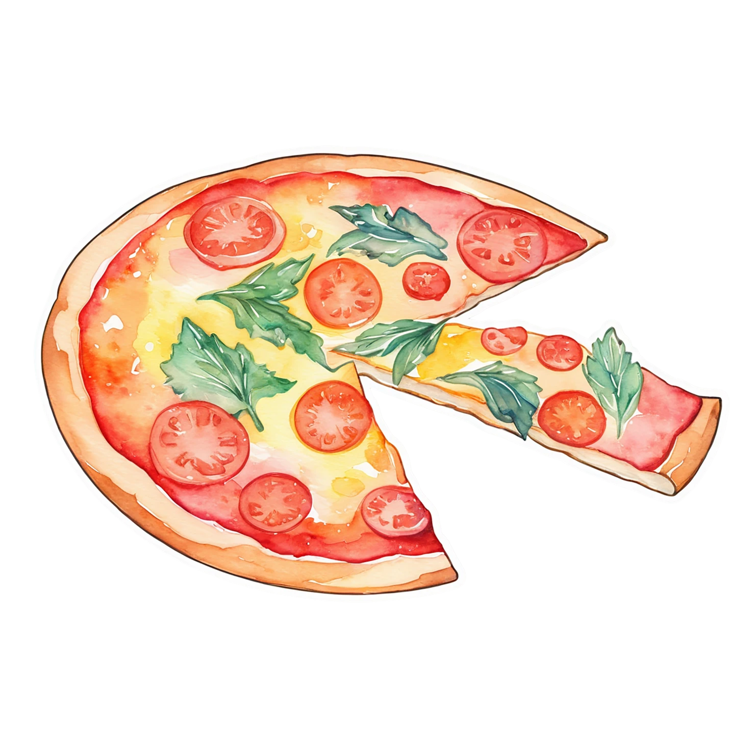 Pizza watercolor sticker isolated on transparent background #20832