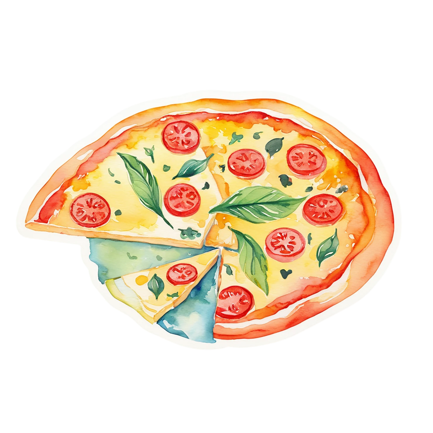 Pizza watercolor sticker isolated on transparent background #20836