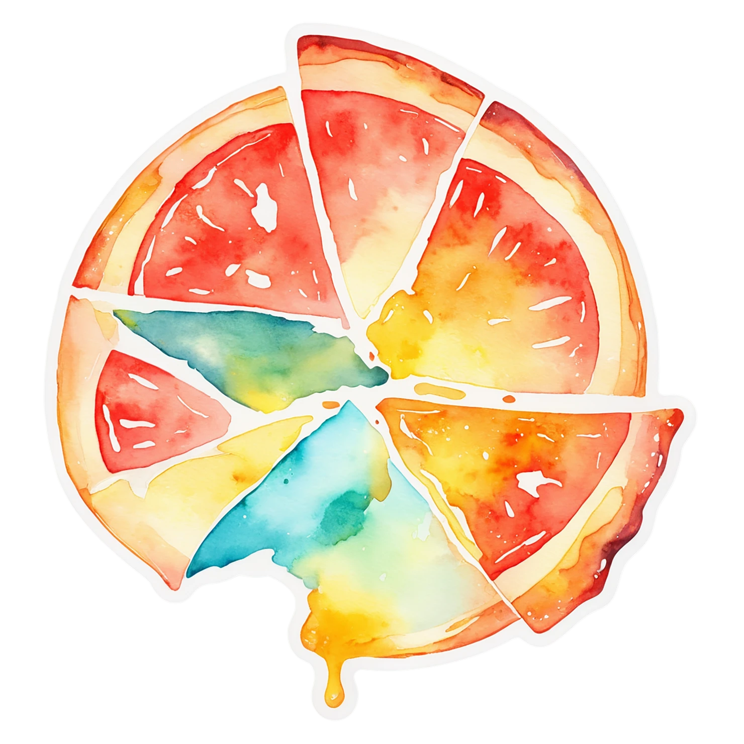 Pizza watercolor sticker isolated on transparent background #20839