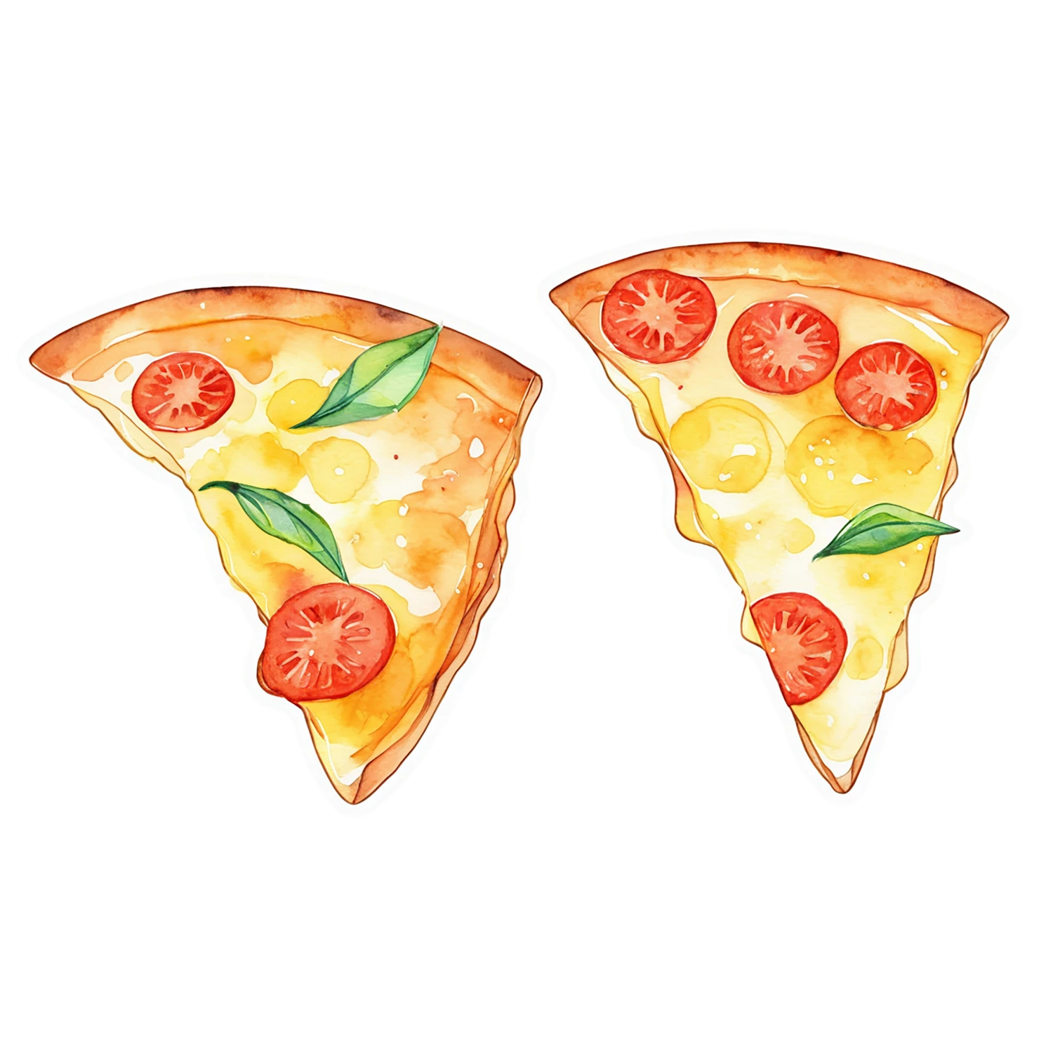 Pizza watercolor sticker isolated on transparent background #20841
