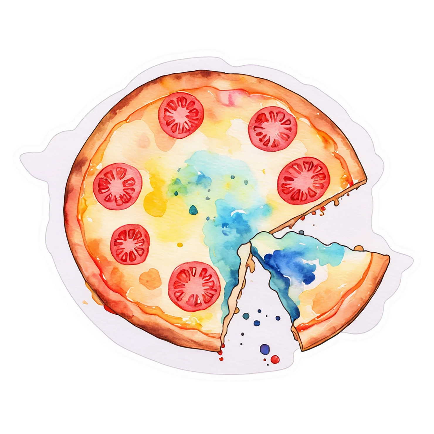 Pizza watercolor sticker isolated on transparent background #20842