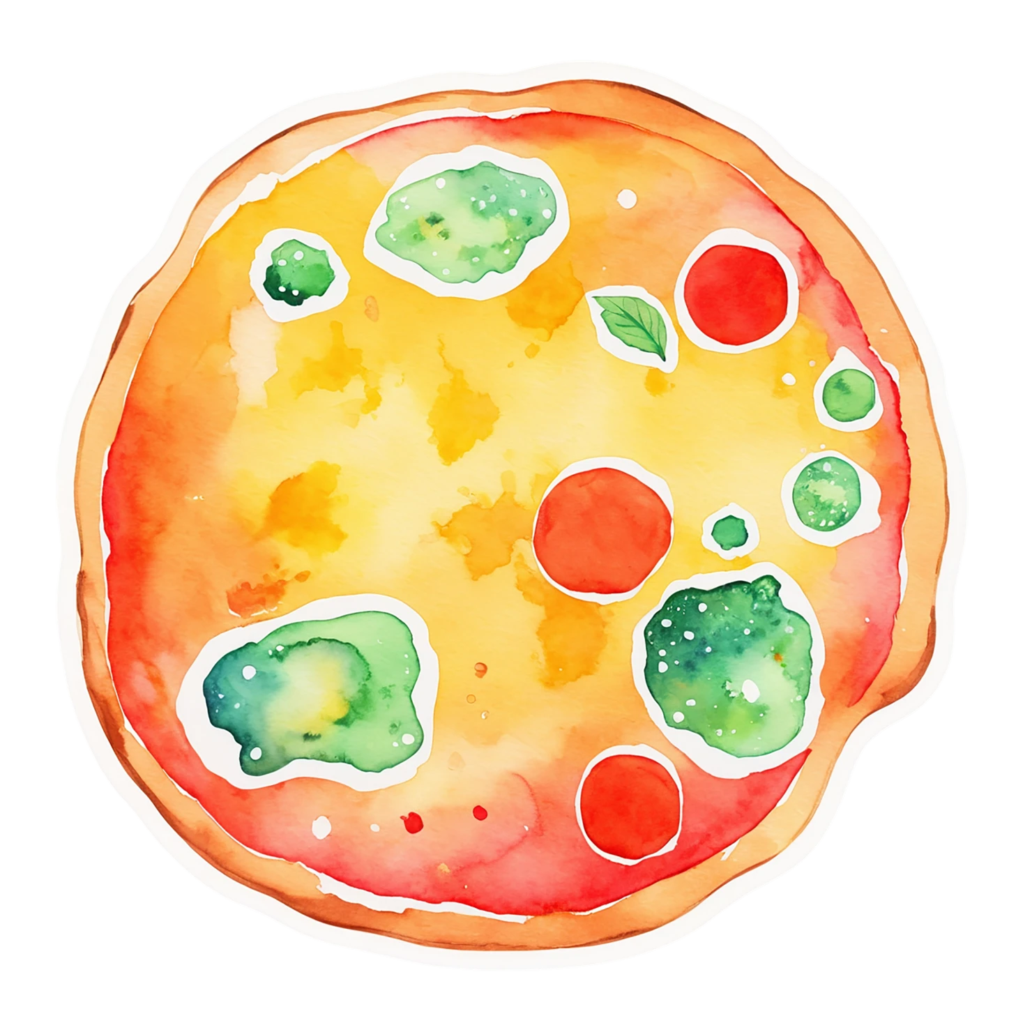 Pizza watercolor sticker isolated on transparent background #20847