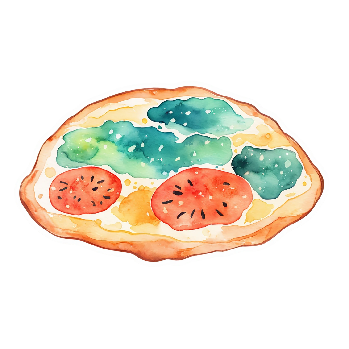 Pizza watercolor sticker isolated on transparent background #20855