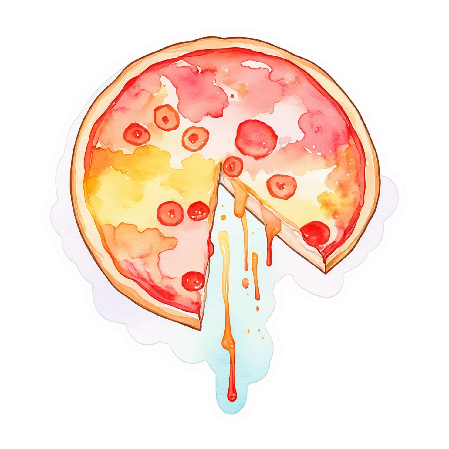 Pizza watercolor sticker isolated on transparent background #20856
