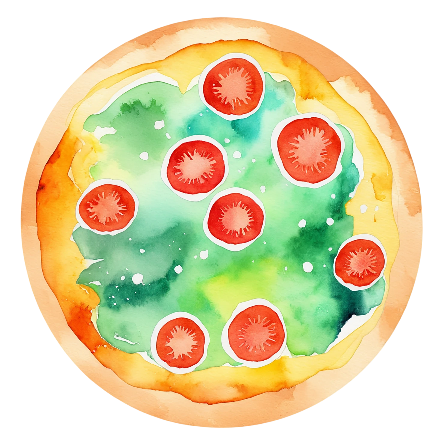 Pizza watercolor sticker isolated on transparent background #20858