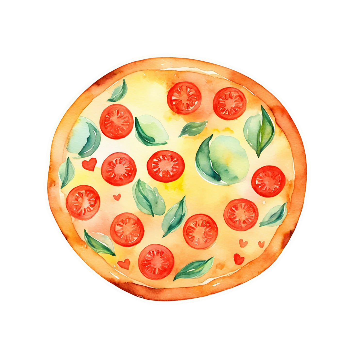 Pizza watercolor sticker isolated on transparent background #20860