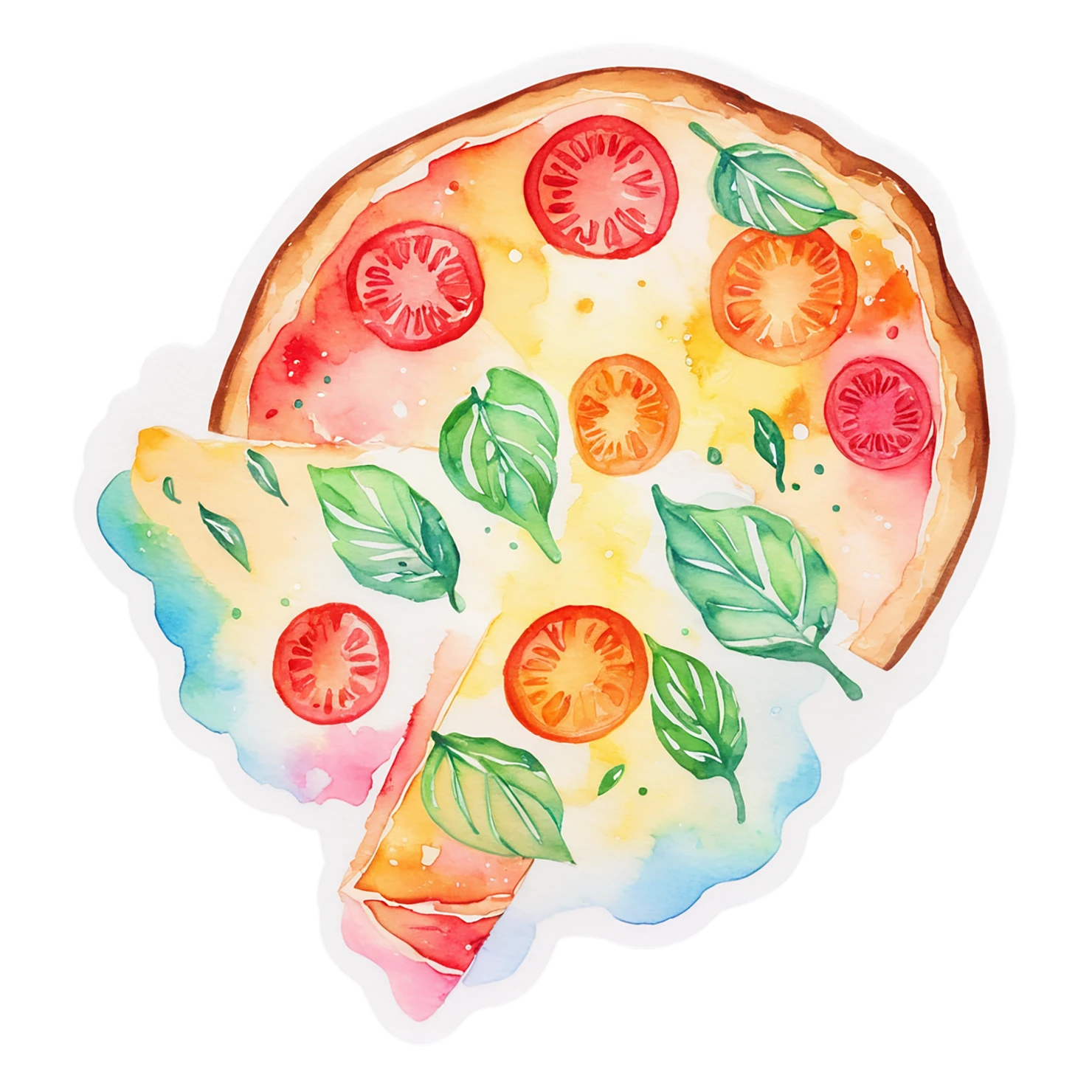 Pizza watercolor sticker isolated on transparent background #20862