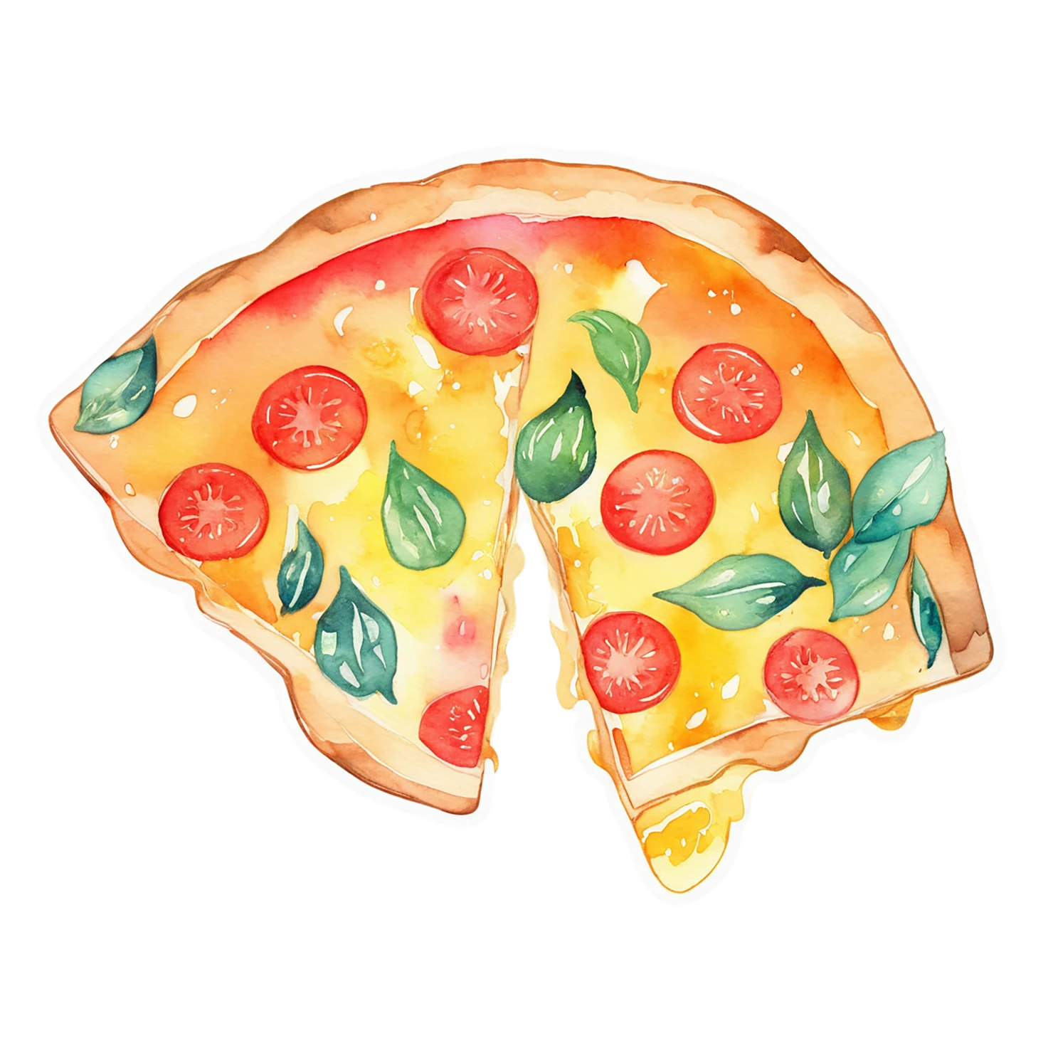 Pizza watercolor sticker isolated on transparent background #20866