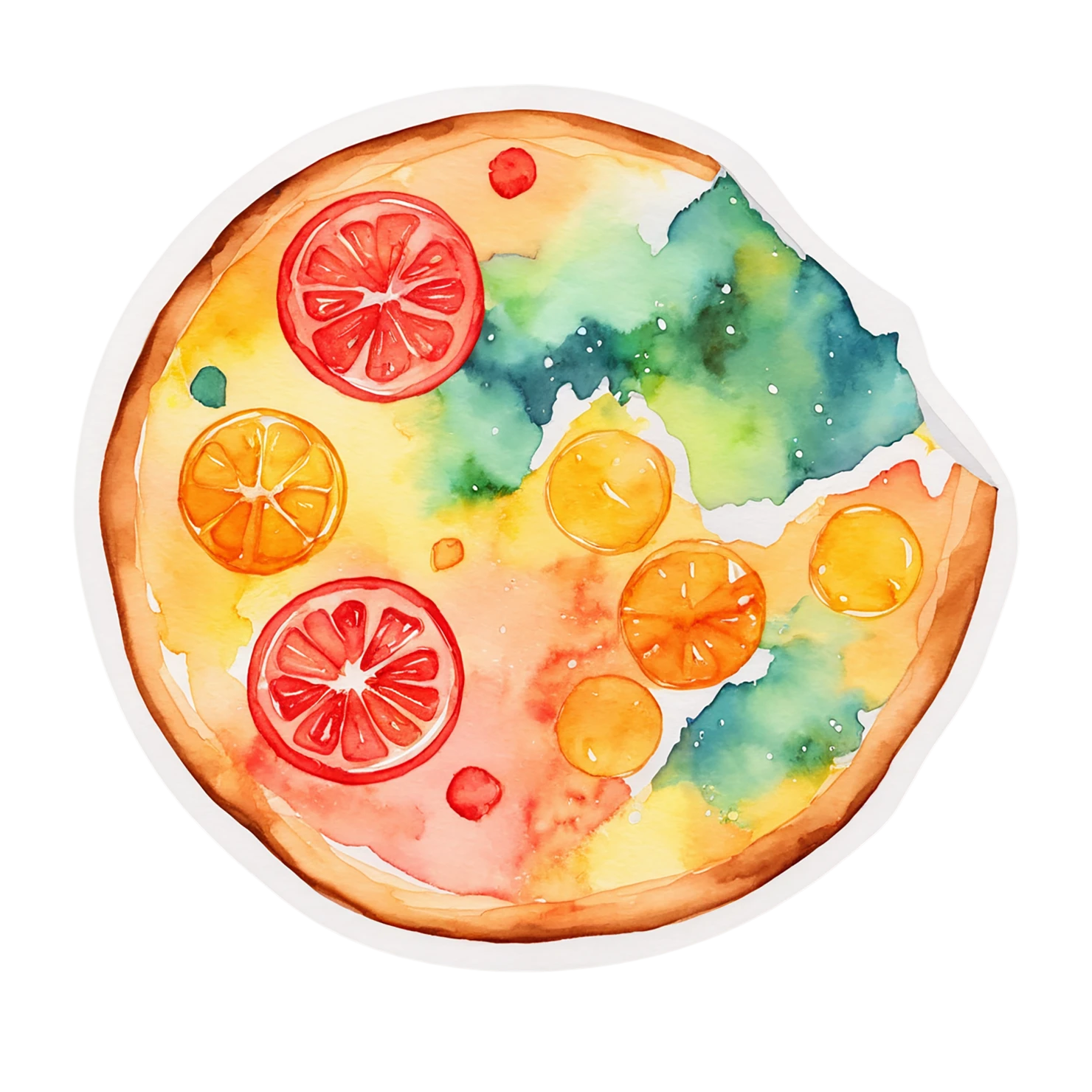 Pizza watercolor sticker isolated on transparent background #20868