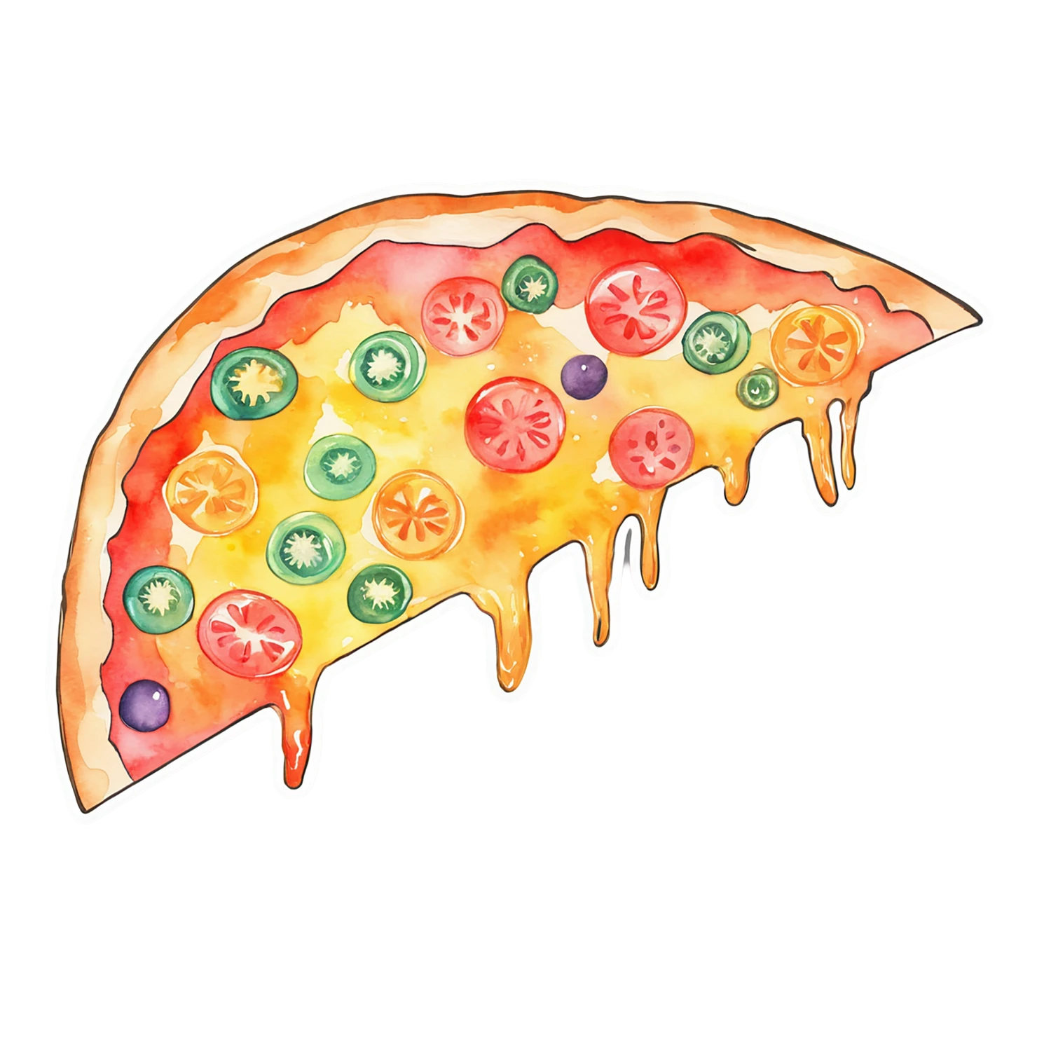 Pizza watercolor sticker isolated on transparent background #20869