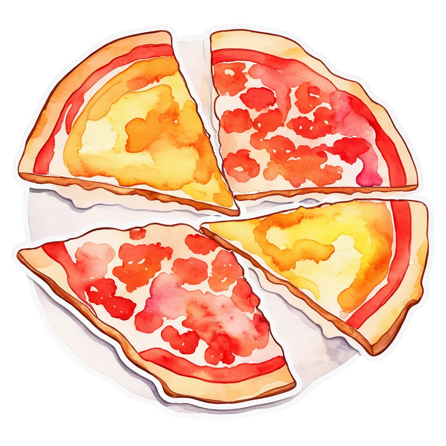 Pizza watercolor sticker isolated on transparent background #20871