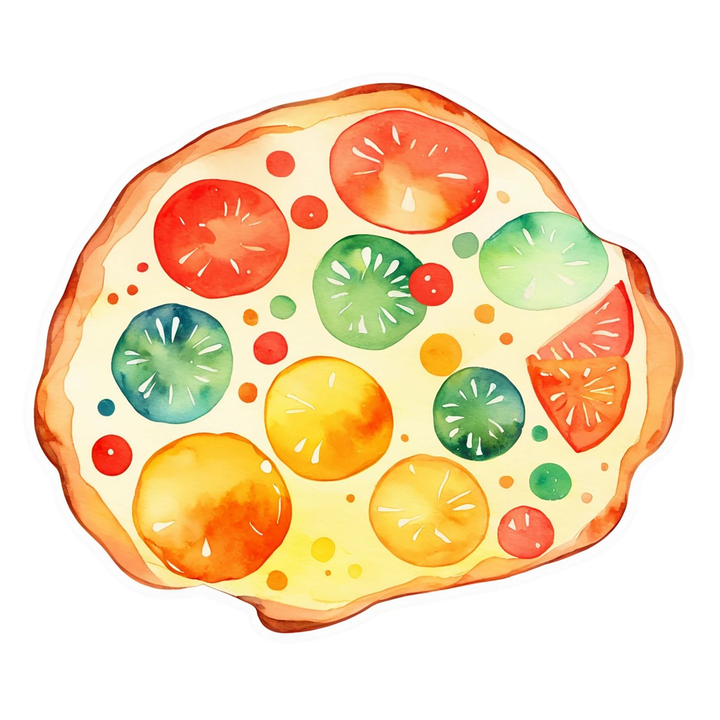 Pizza watercolor sticker isolated on transparent background #20880