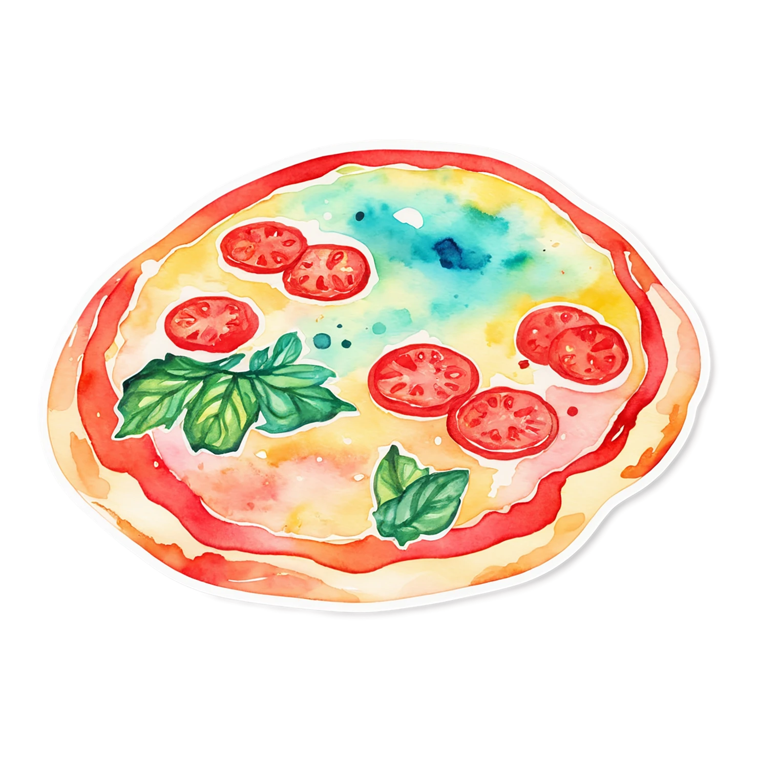 Pizza watercolor sticker isolated on transparent background #20883