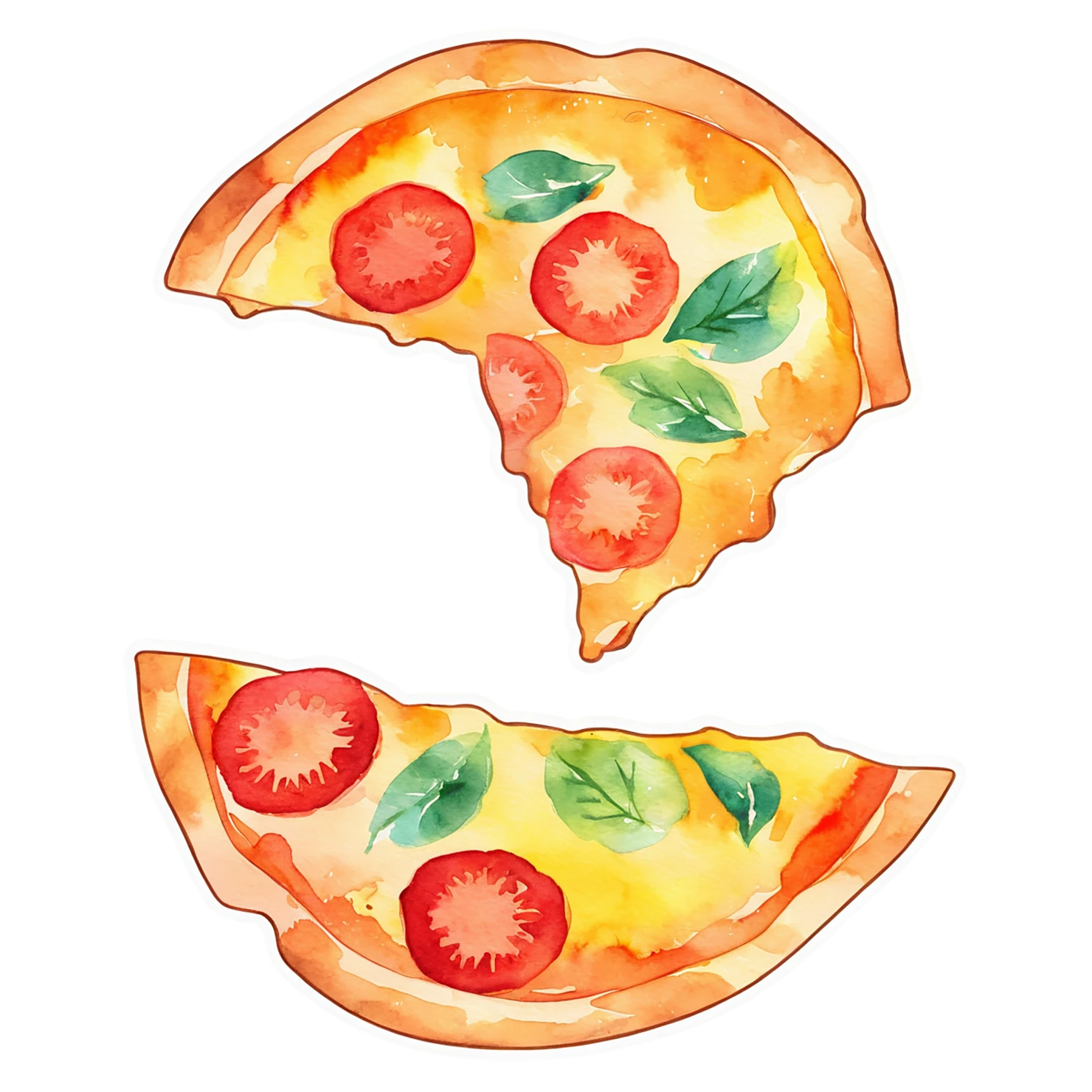 Pizza watercolor sticker isolated on transparent background #20889