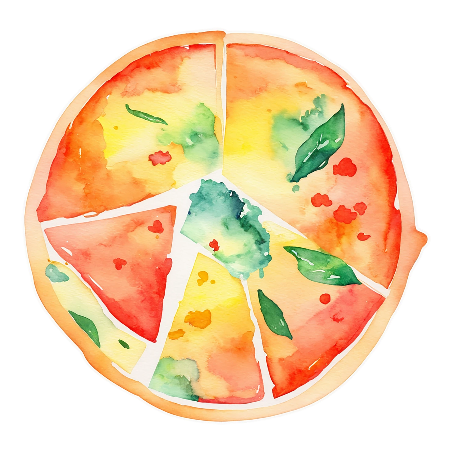 Pizza watercolor sticker isolated on transparent background #20900