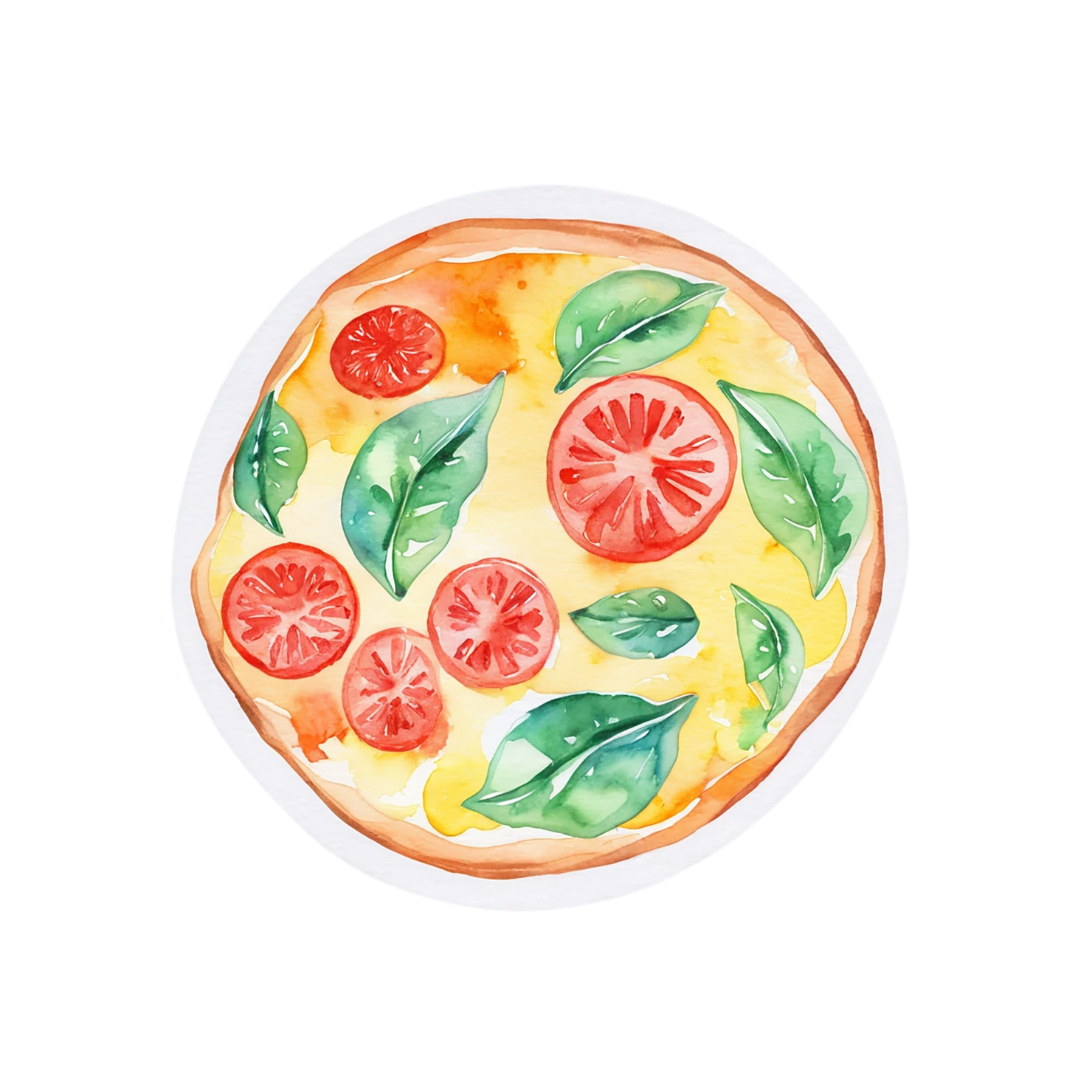 Pizza watercolor sticker isolated on transparent background #20909