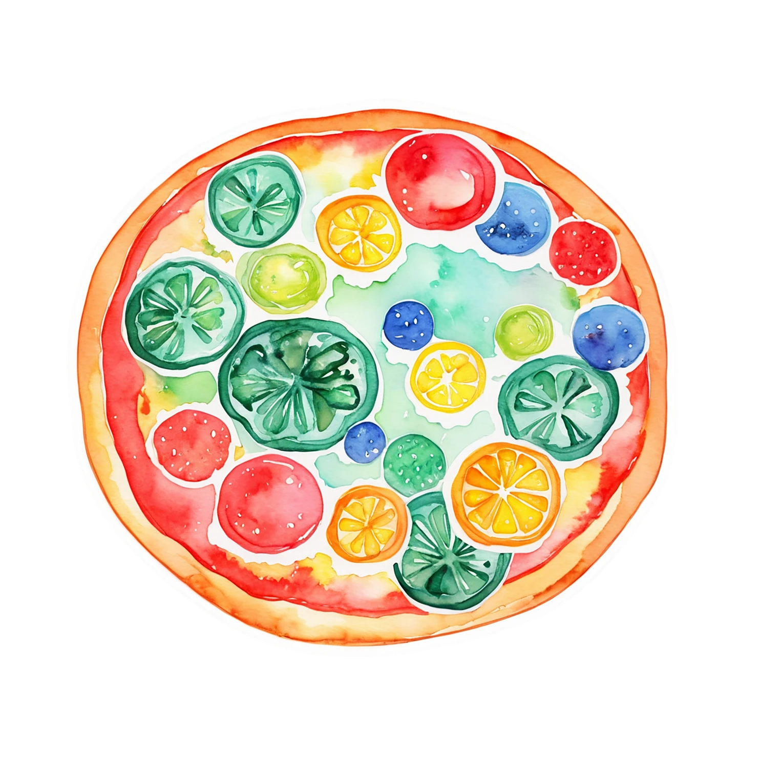 Pizza watercolor sticker isolated on transparent background #20913