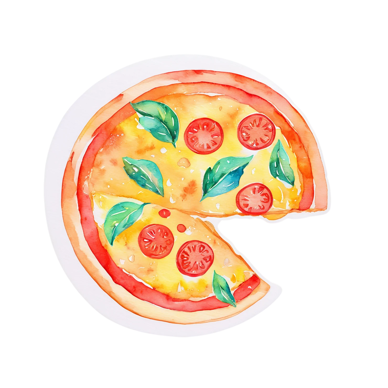 Pizza watercolor sticker isolated on transparent background #20921