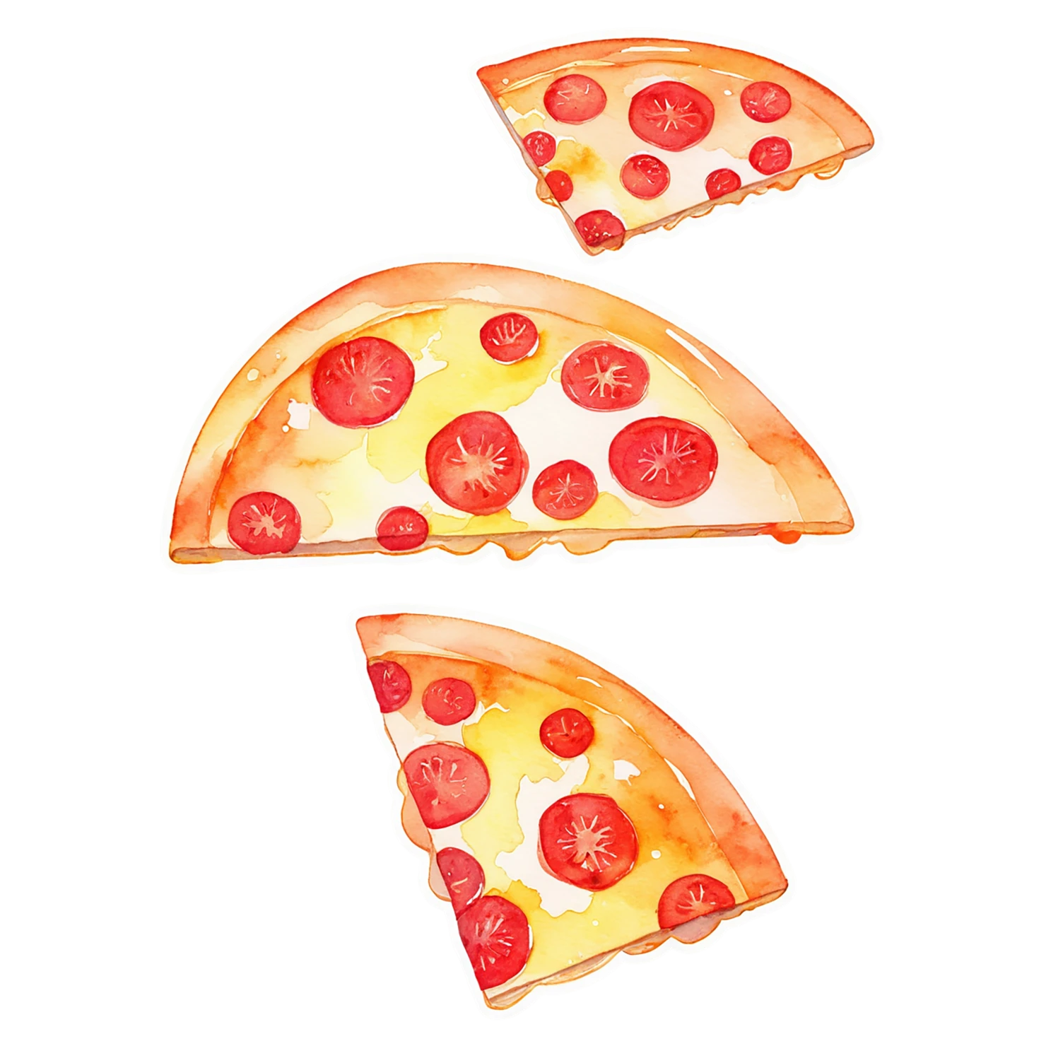 Pizza watercolor sticker isolated on transparent background #20929