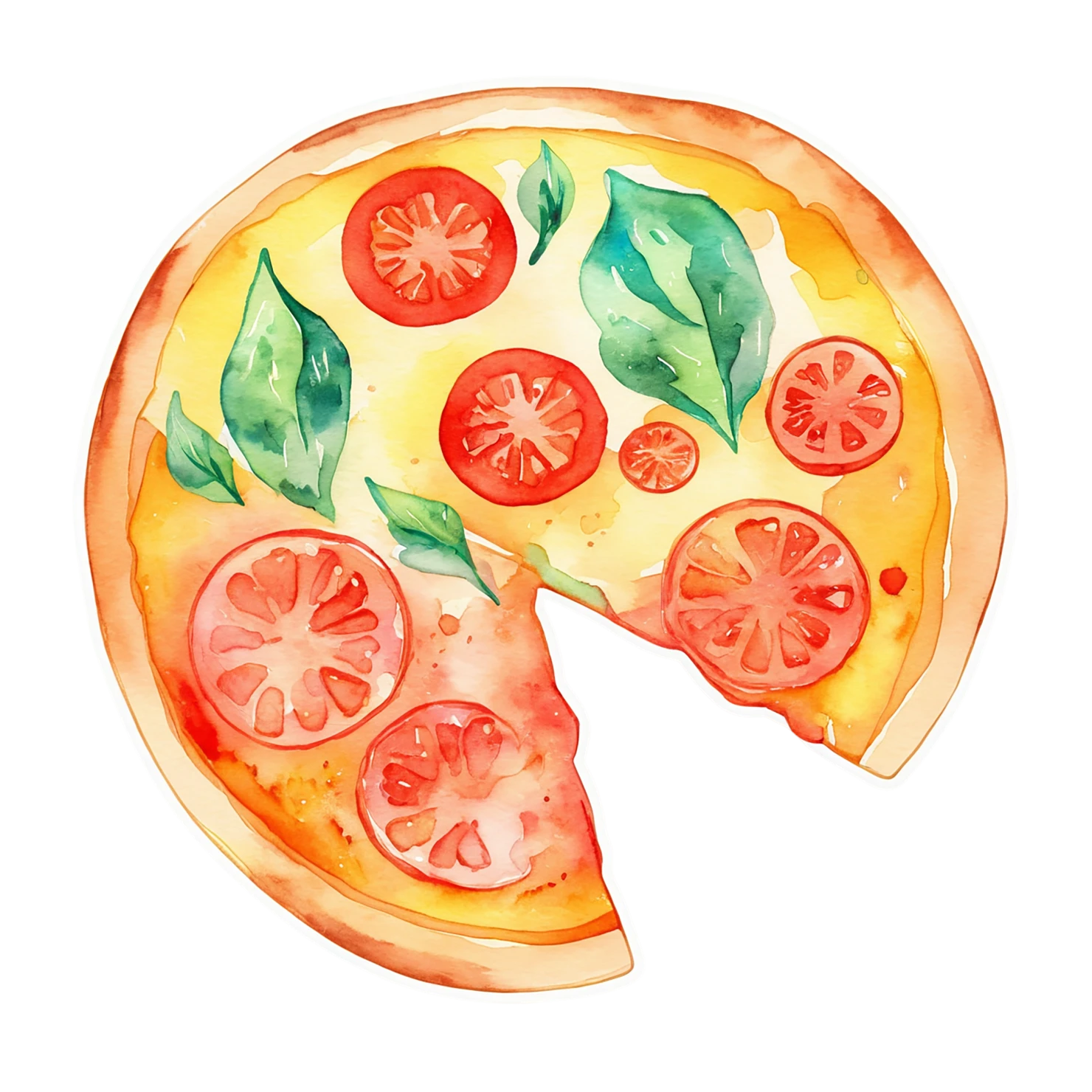Pizza watercolor sticker isolated on transparent background #20937