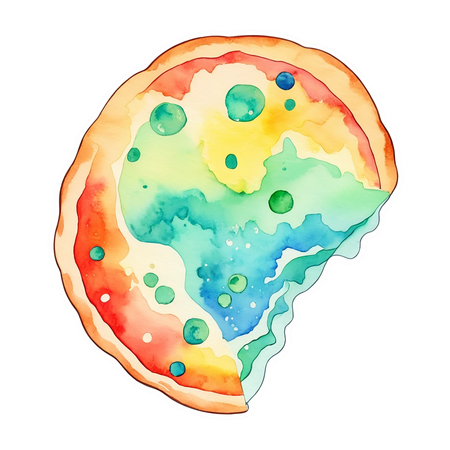 Pizza watercolor sticker isolated on transparent background #20946
