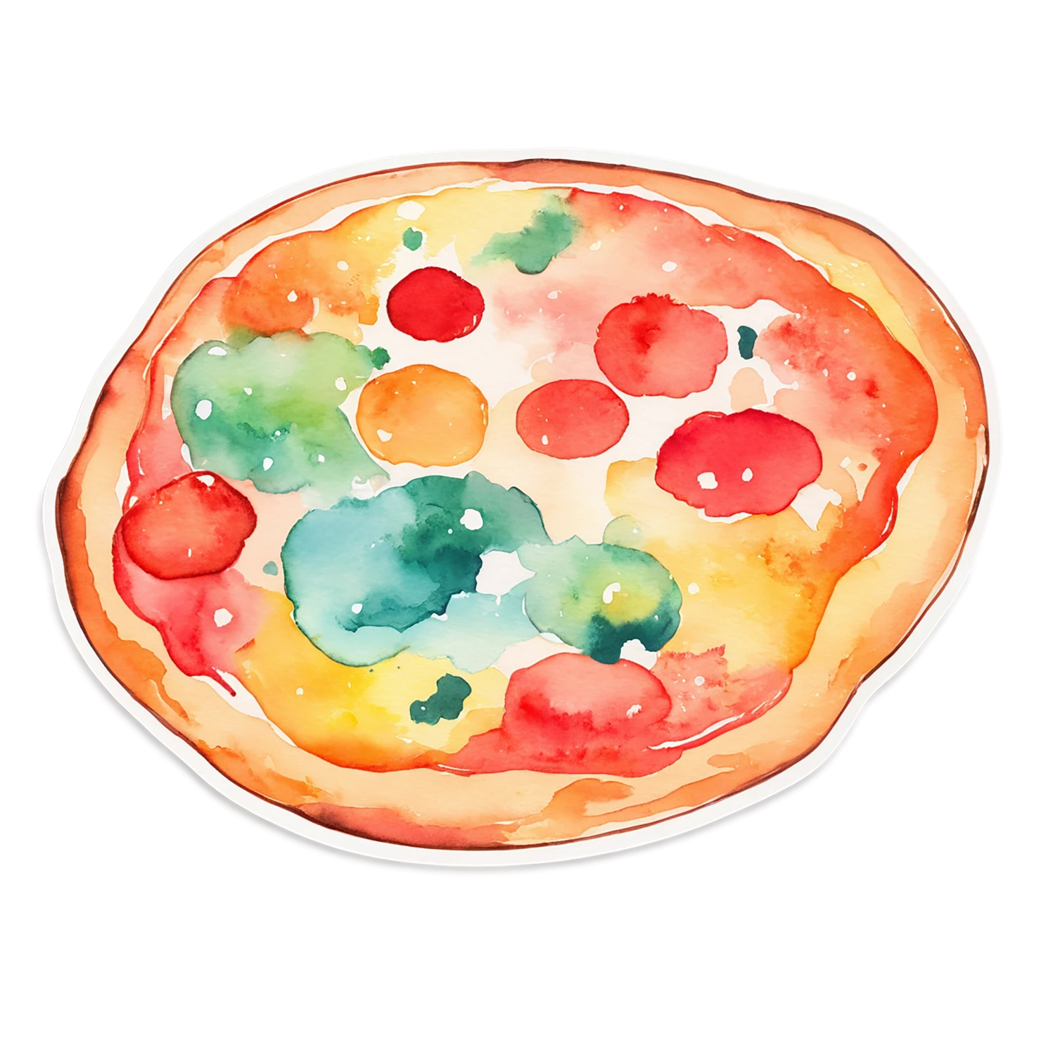 Pizza watercolor sticker isolated on transparent background #20948