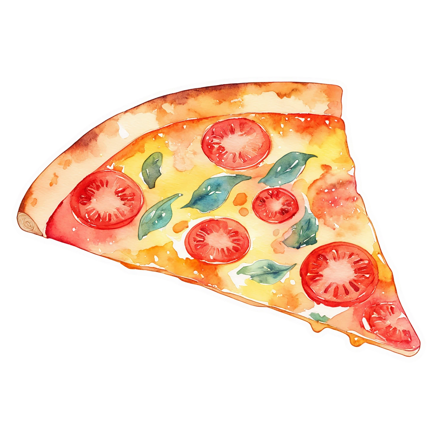 Pizza watercolor sticker isolated on transparent background #20951