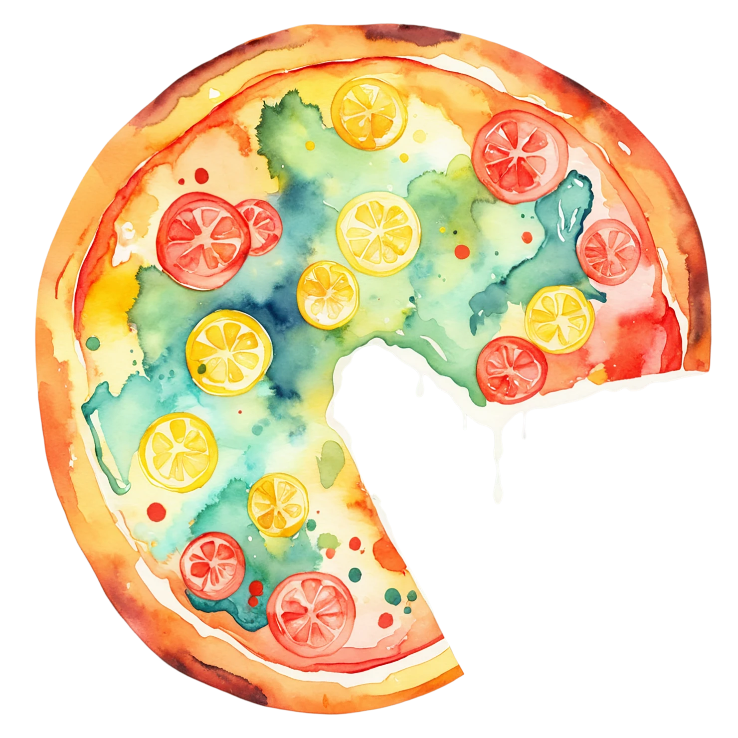 Pizza watercolor sticker isolated on transparent background #20956