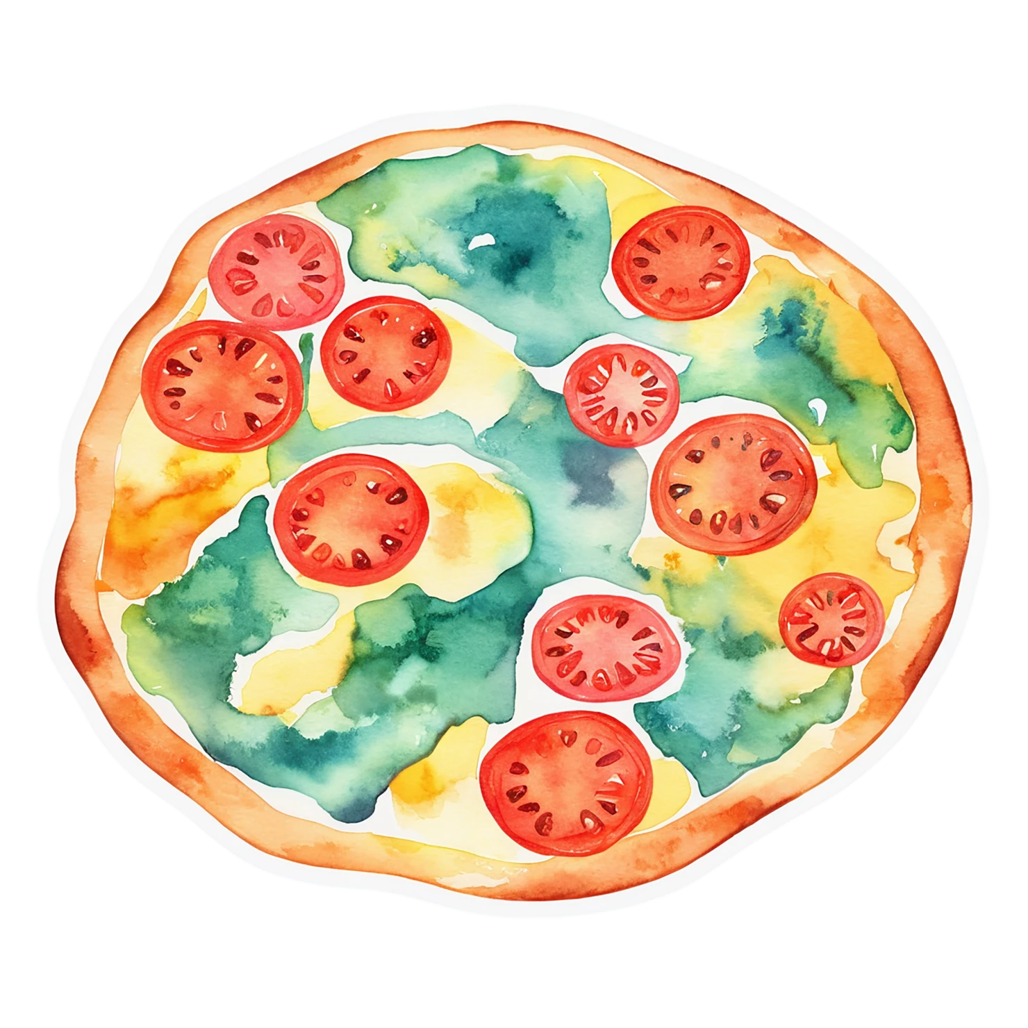 Pizza watercolor sticker isolated on transparent background #20960