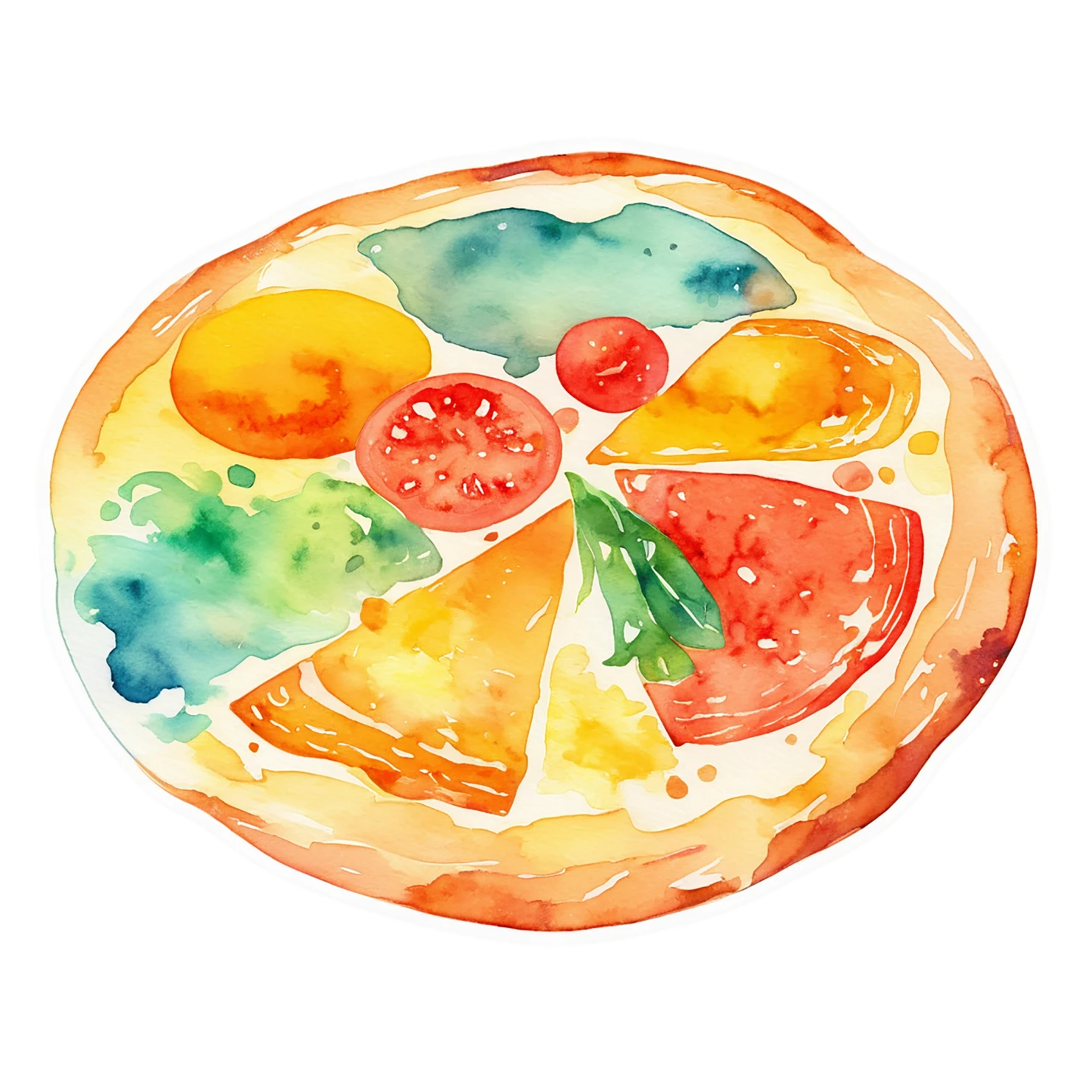 Pizza watercolor sticker isolated on transparent background #20964
