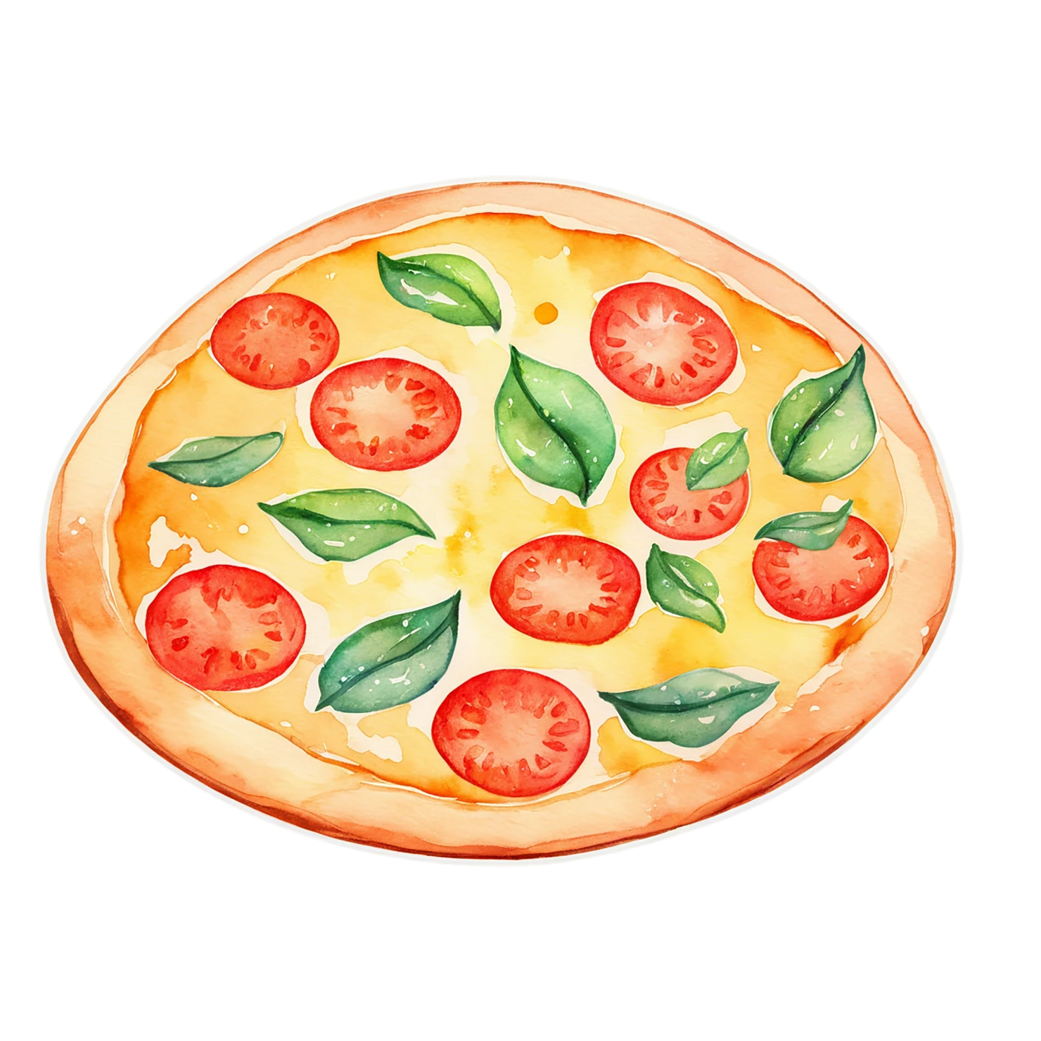 Pizza watercolor sticker isolated on transparent background #20967