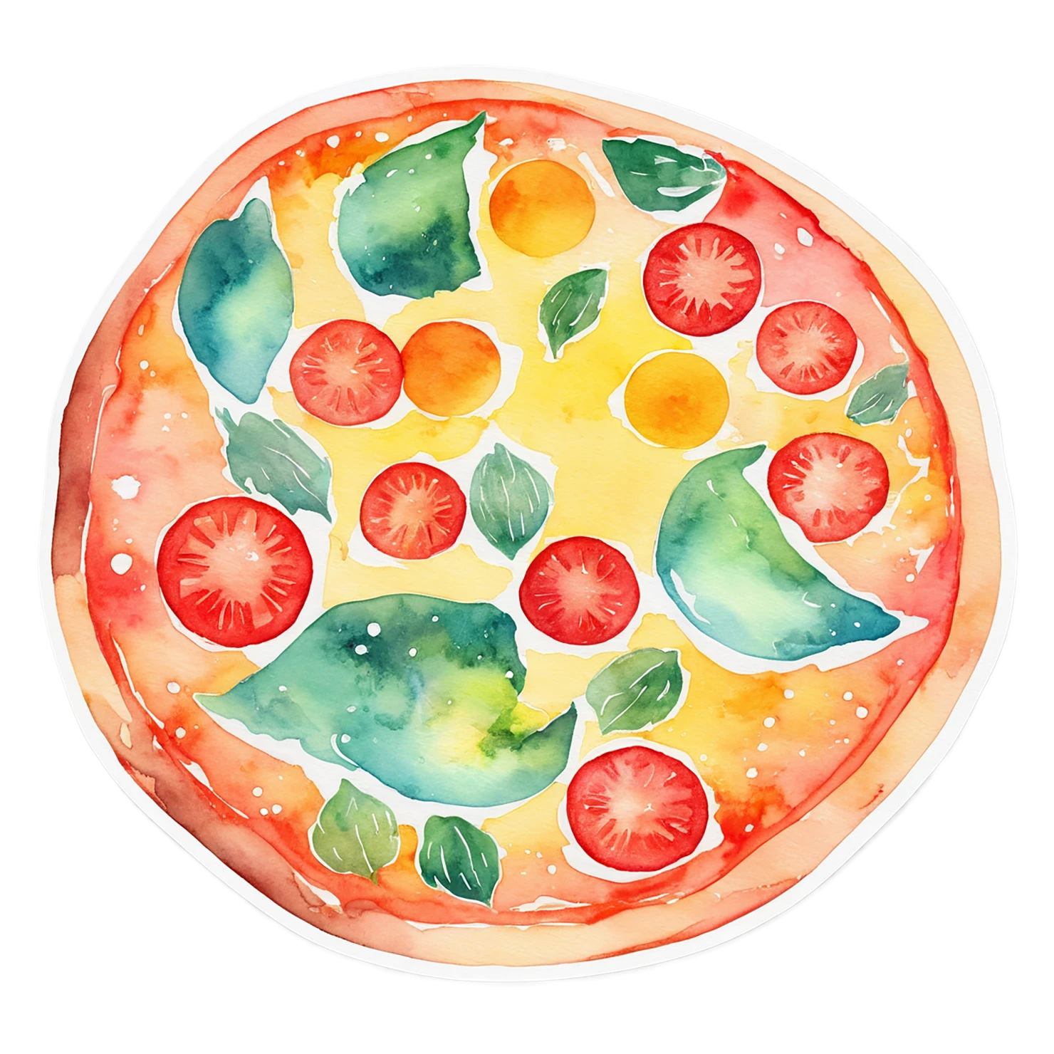 Pizza watercolor sticker isolated on transparent background #20968