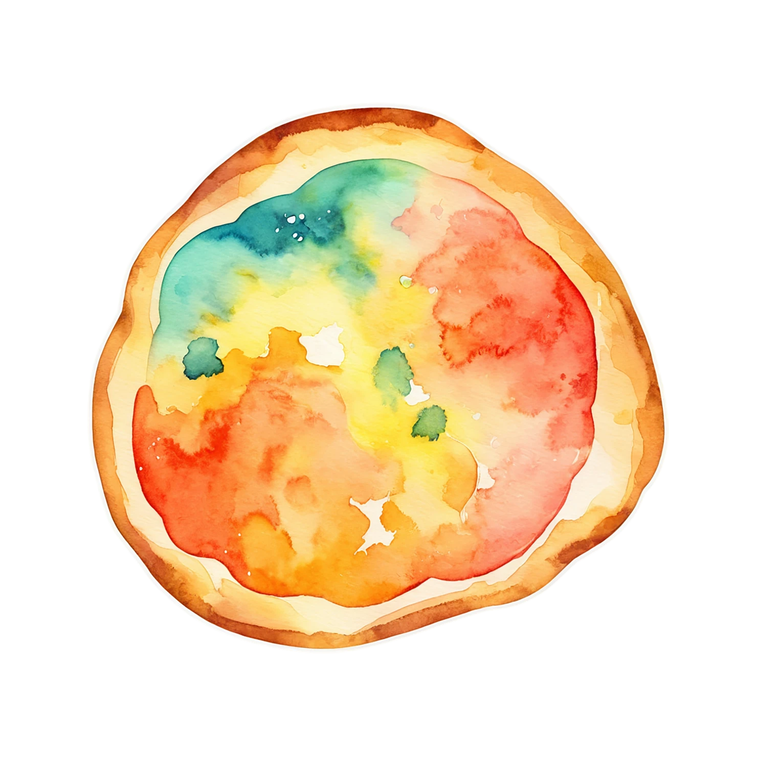 Pizza watercolor sticker isolated on transparent background #20971