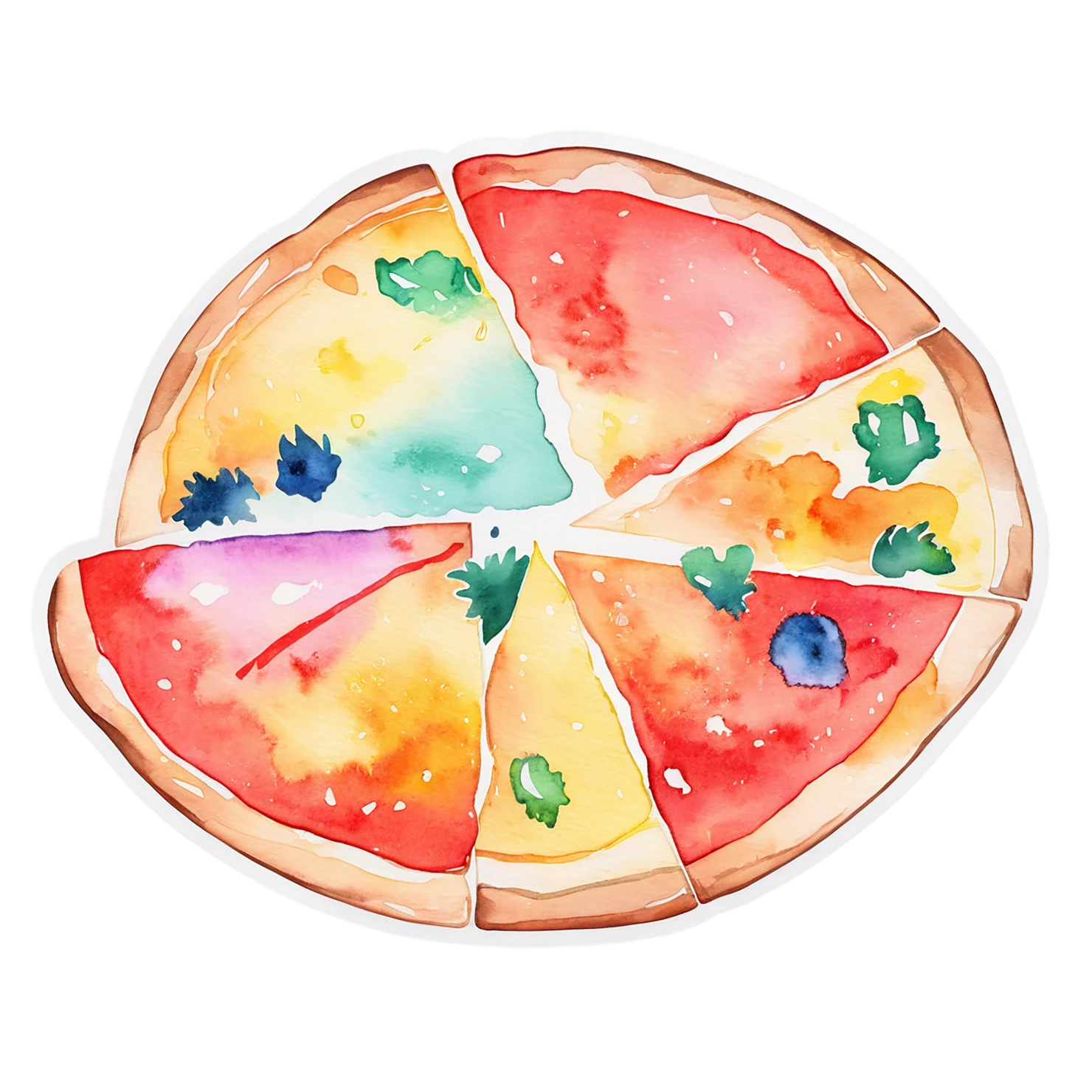 Pizza watercolor sticker isolated on transparent background #20972