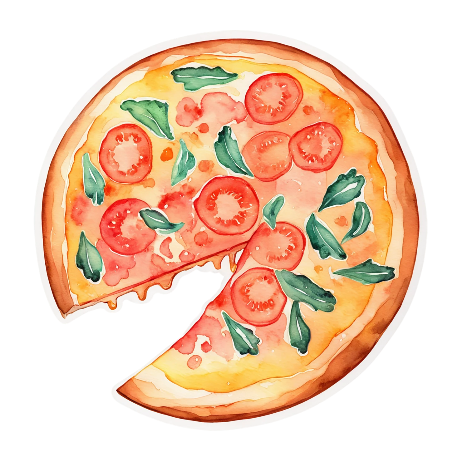 Pizza watercolor sticker isolated on transparent background #20973