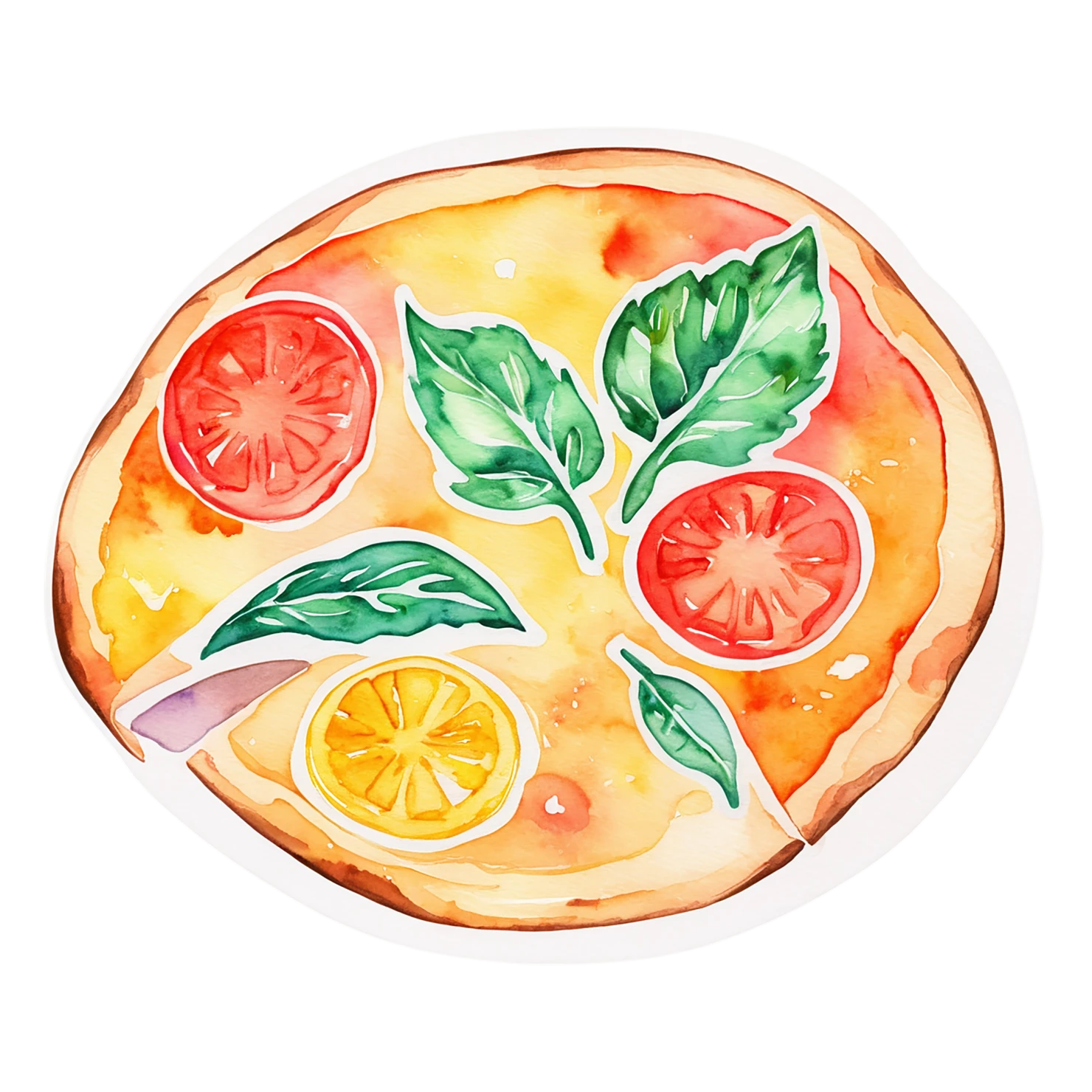 Pizza watercolor sticker isolated on transparent background #20974