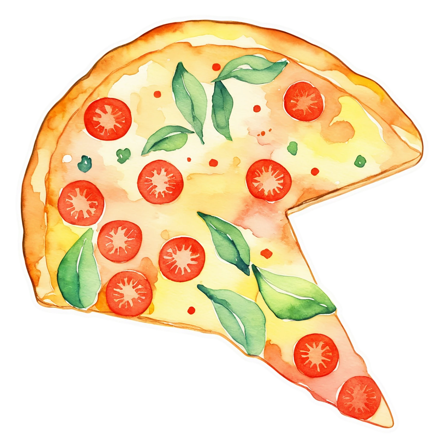 Pizza watercolor sticker isolated on transparent background #20978