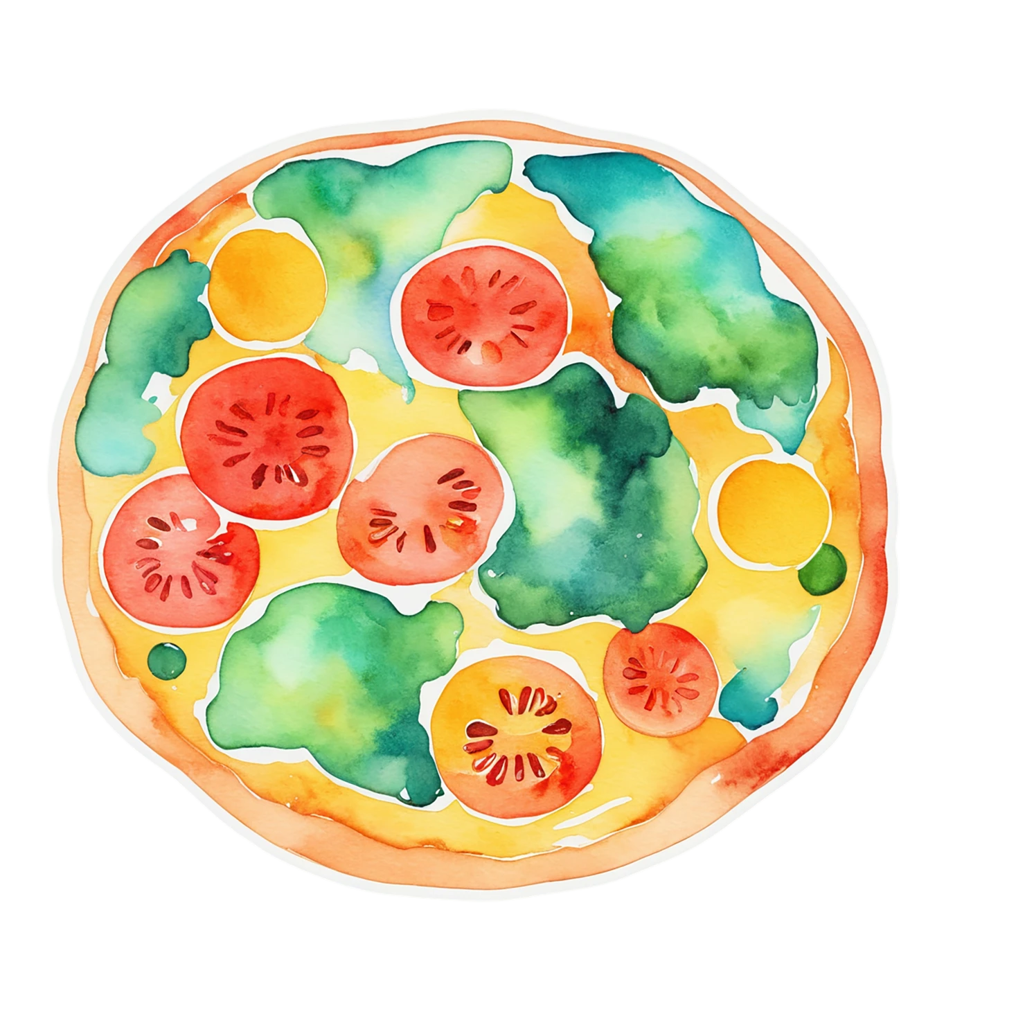 Pizza watercolor sticker isolated on transparent background #20980