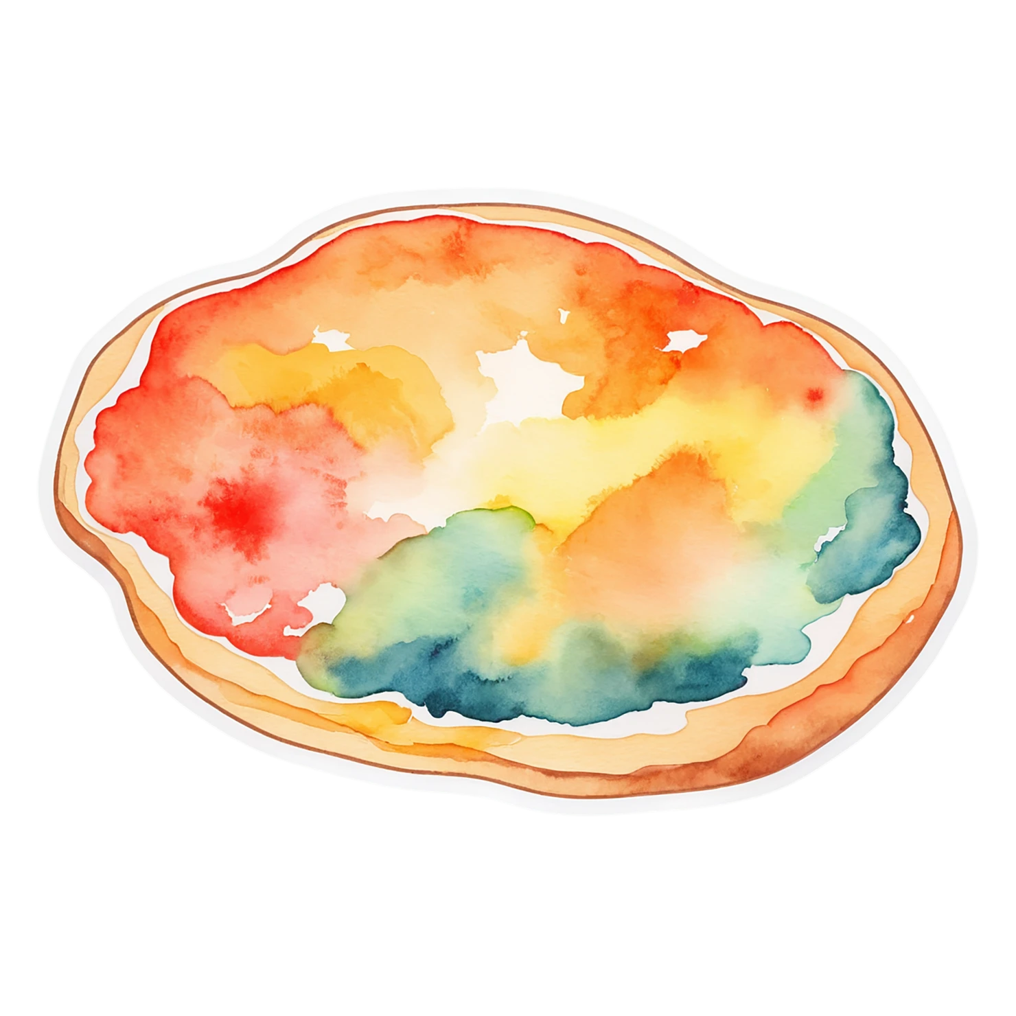 Pizza watercolor sticker isolated on transparent background #20981