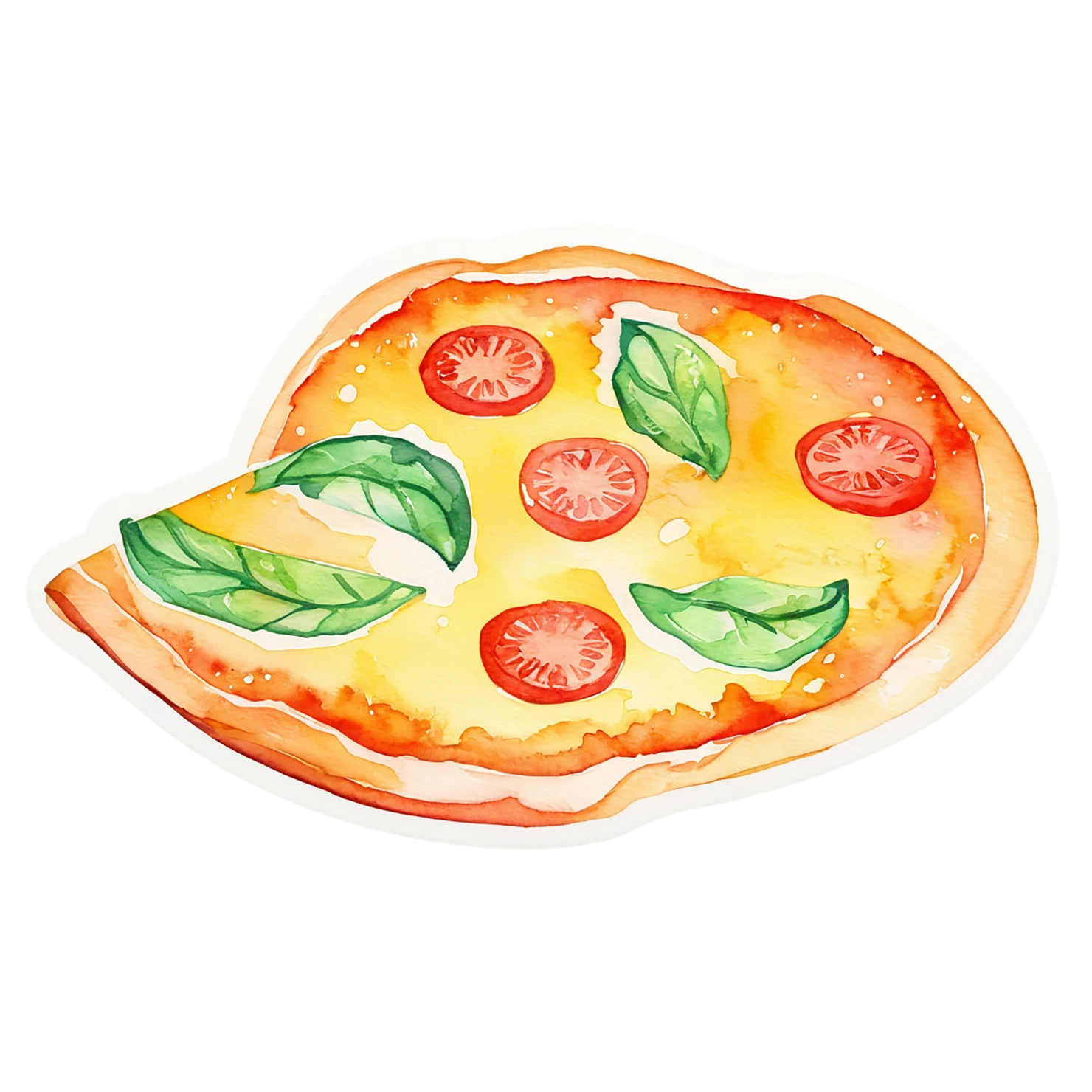 Pizza watercolor sticker isolated on transparent background #20982