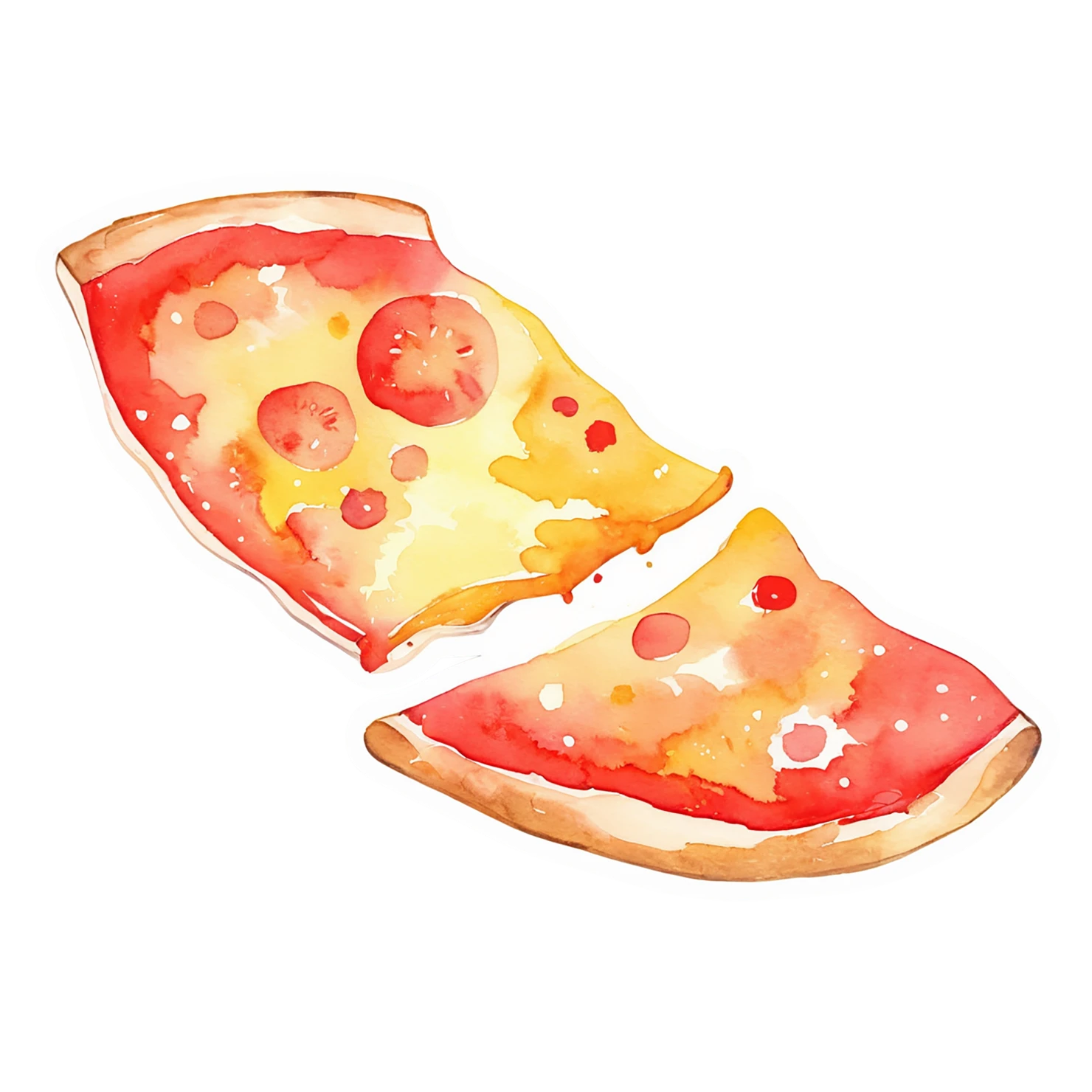 Pizza watercolor sticker isolated on transparent background #20983