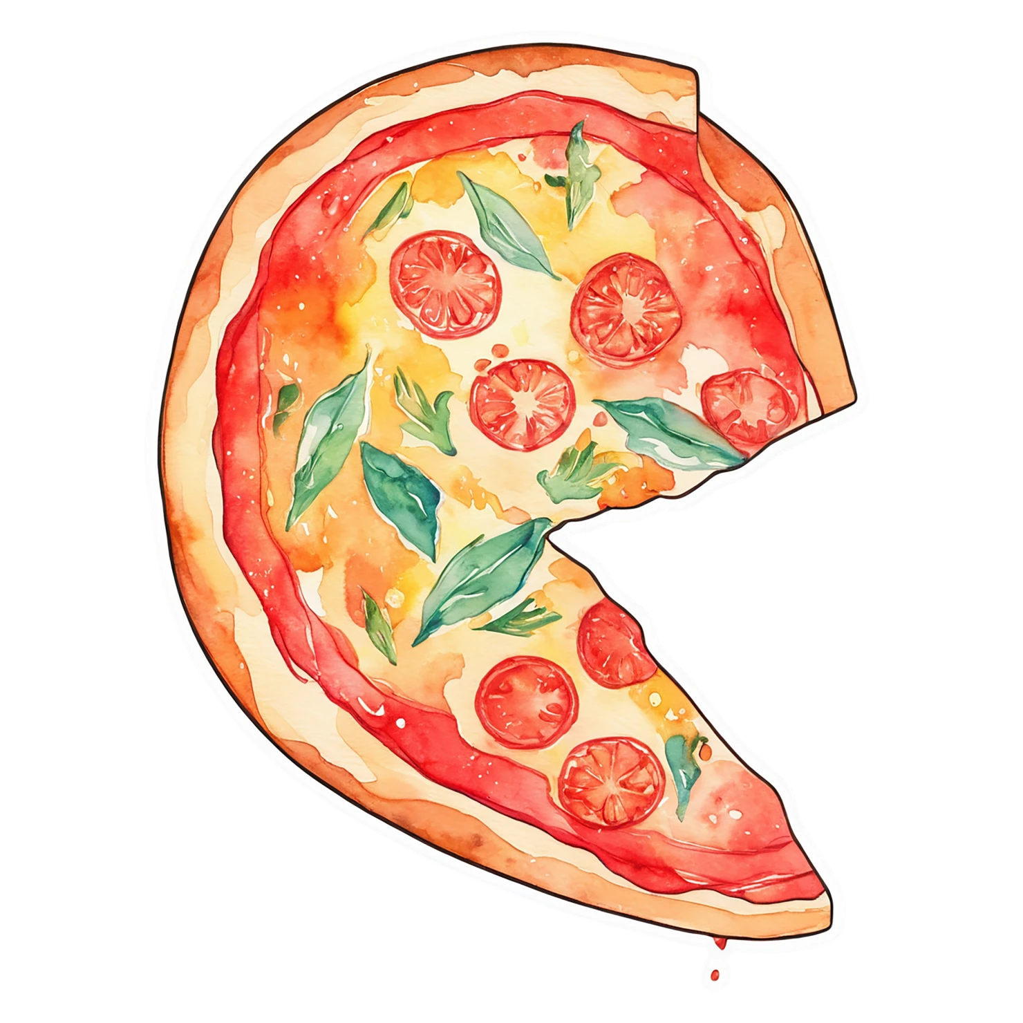 Pizza watercolor sticker isolated on transparent background #20985