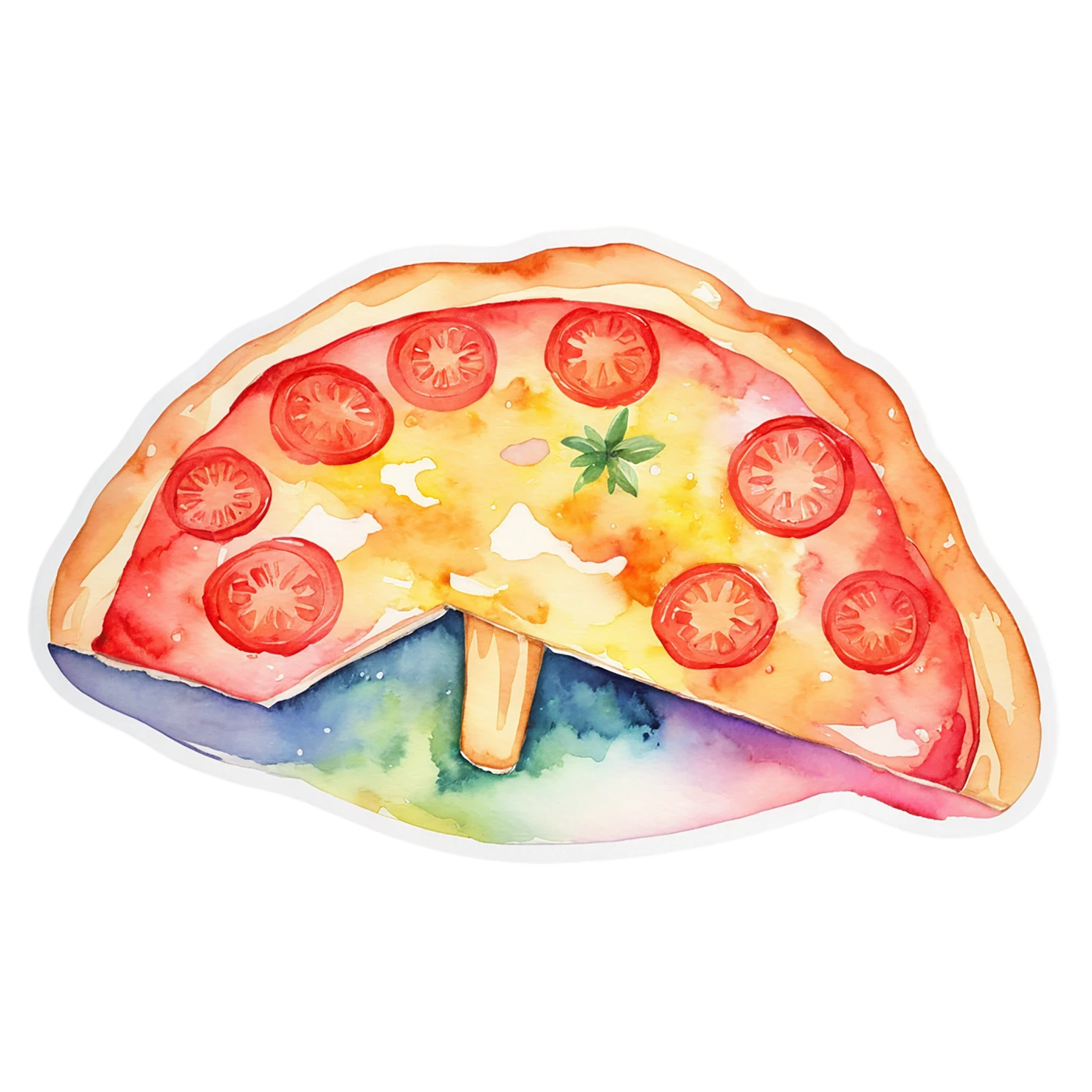 Pizza watercolor sticker isolated on transparent background #20987