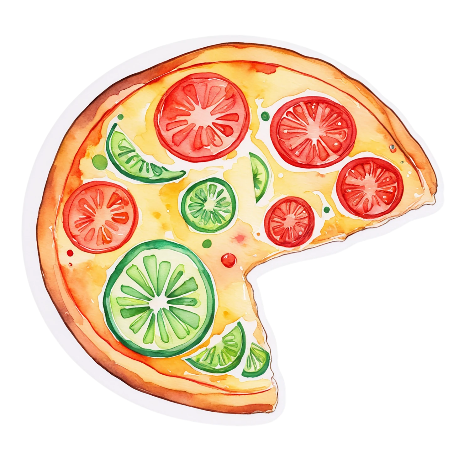 Pizza watercolor sticker isolated on transparent background #20988