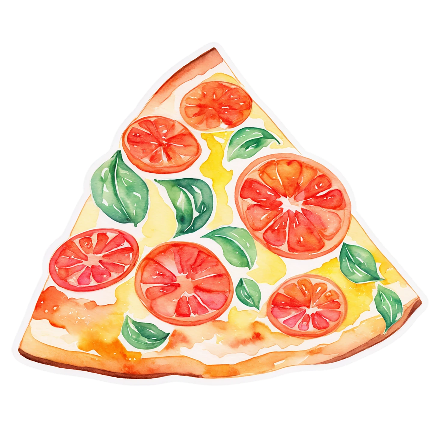 Pizza watercolor sticker isolated on transparent background #20990
