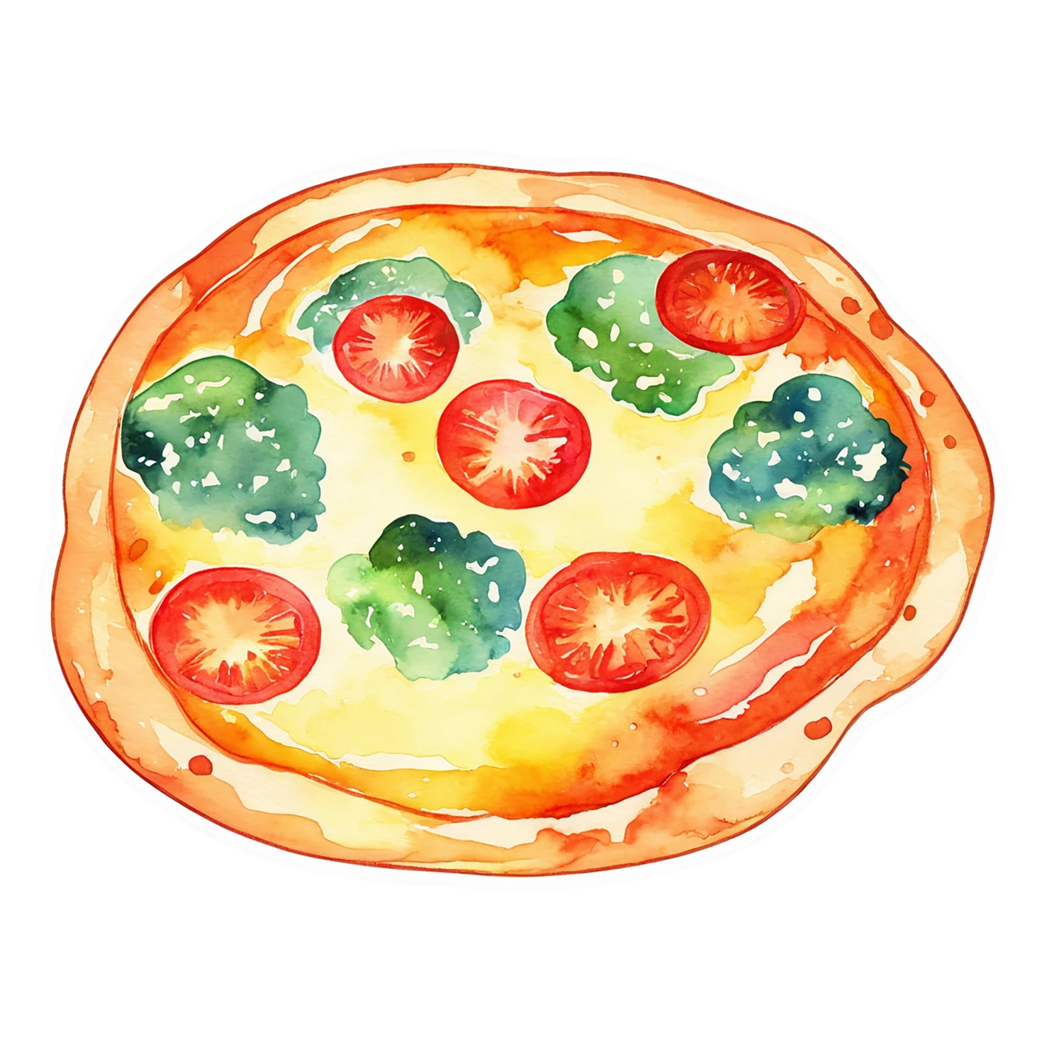 Pizza watercolor sticker isolated on transparent background #20993
