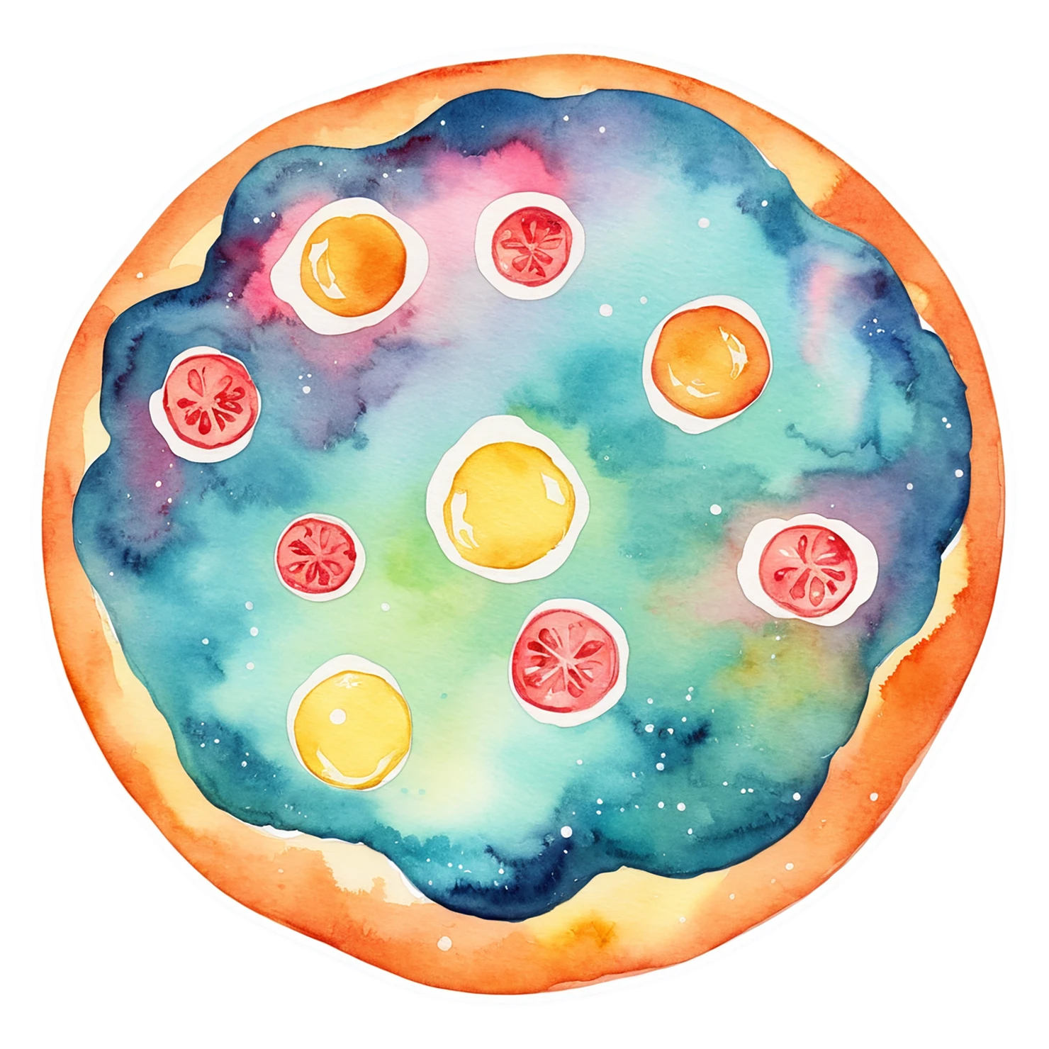 Pizza watercolor sticker isolated on transparent background #20997